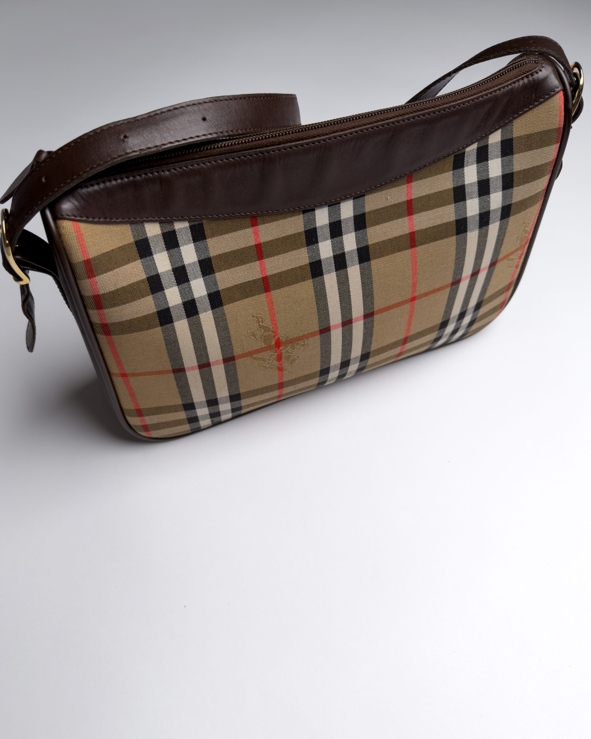Burberry Nova Check Leather Shoulder Bag | Brown