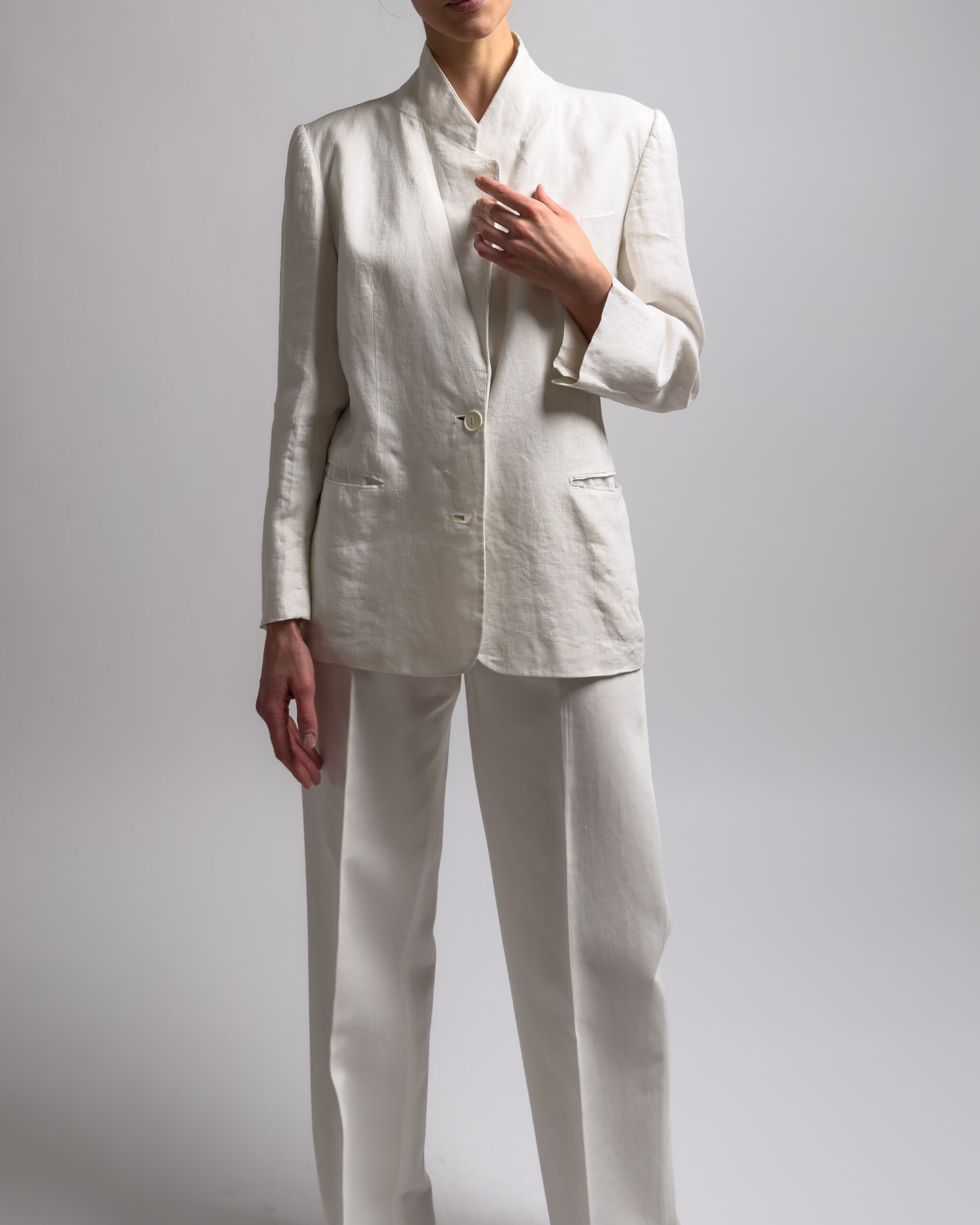 Giorgio Armani Linen Blend Blazer | White