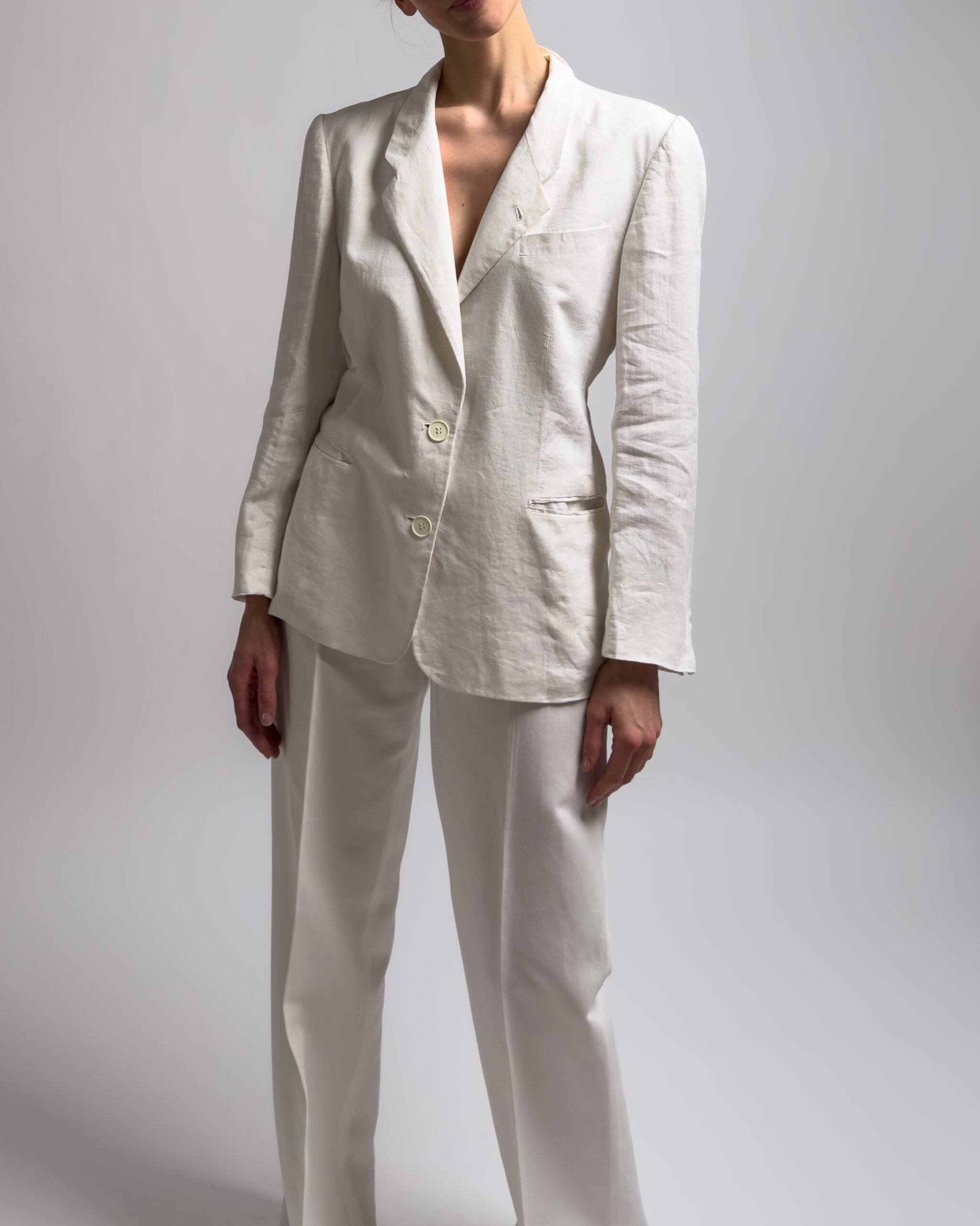 Giorgio Armani Linen Blend Blazer | White