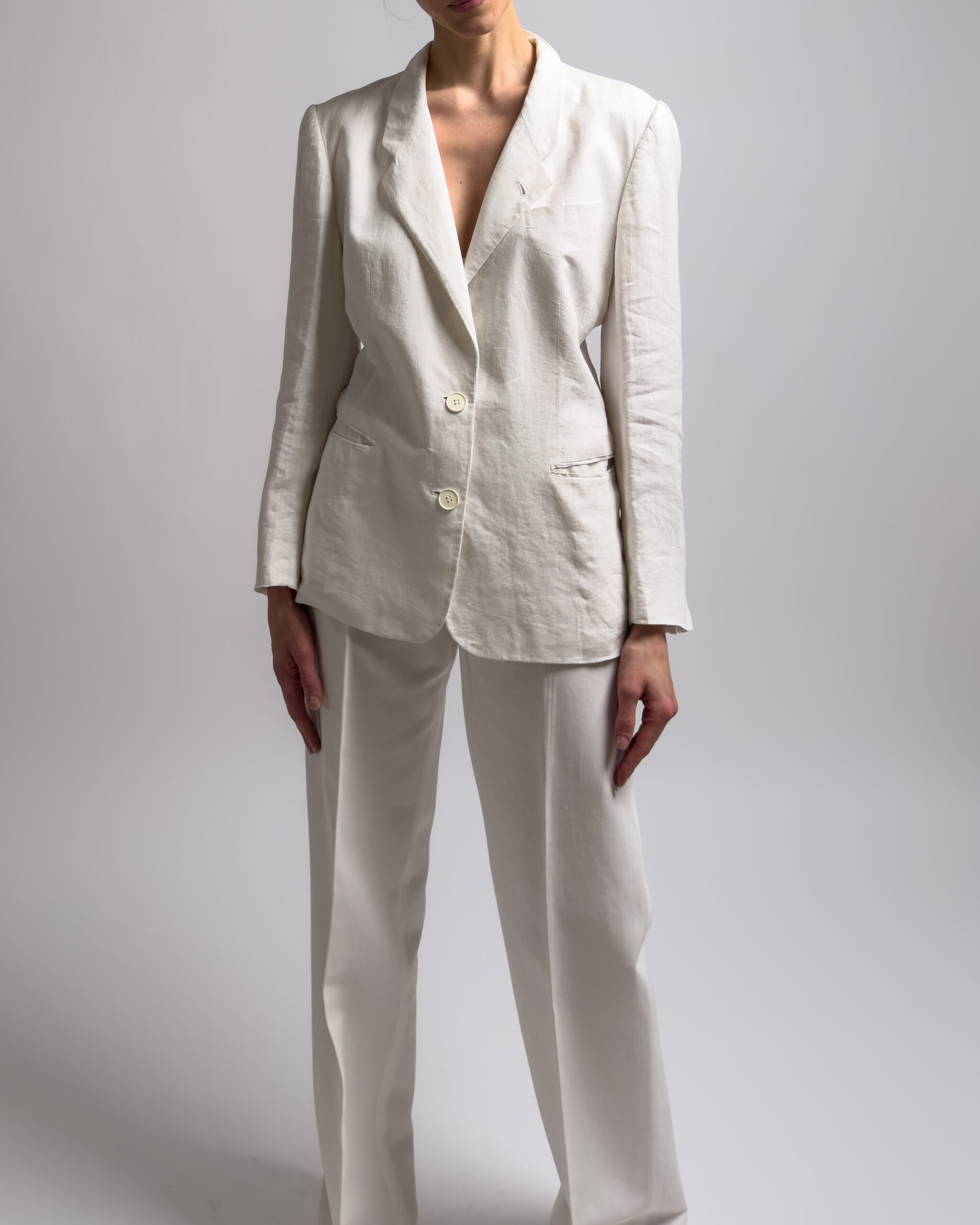 Giorgio Armani Linen Blend Blazer | White