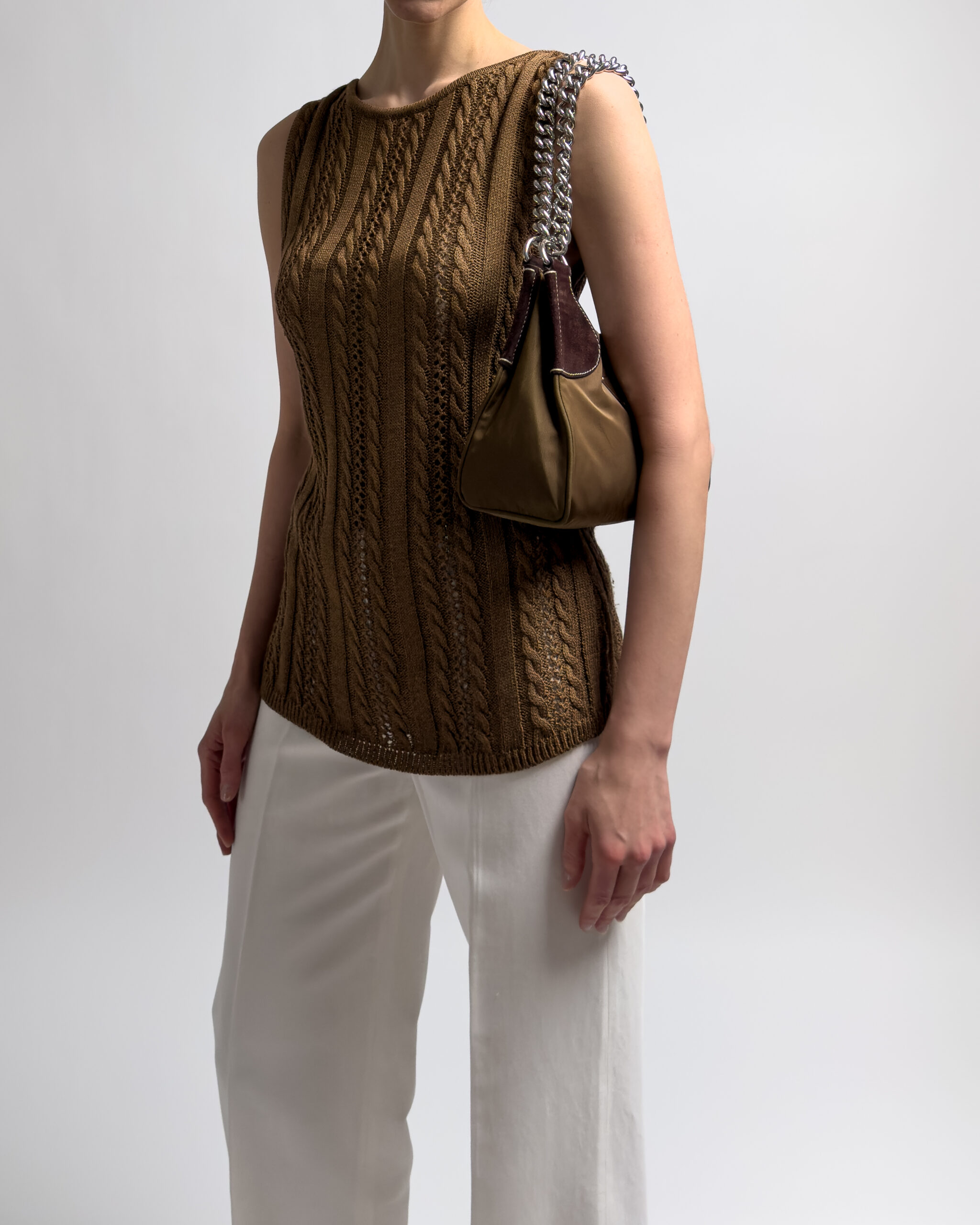 Yves Saint Laurent Crocheted Knit Top | Brown
