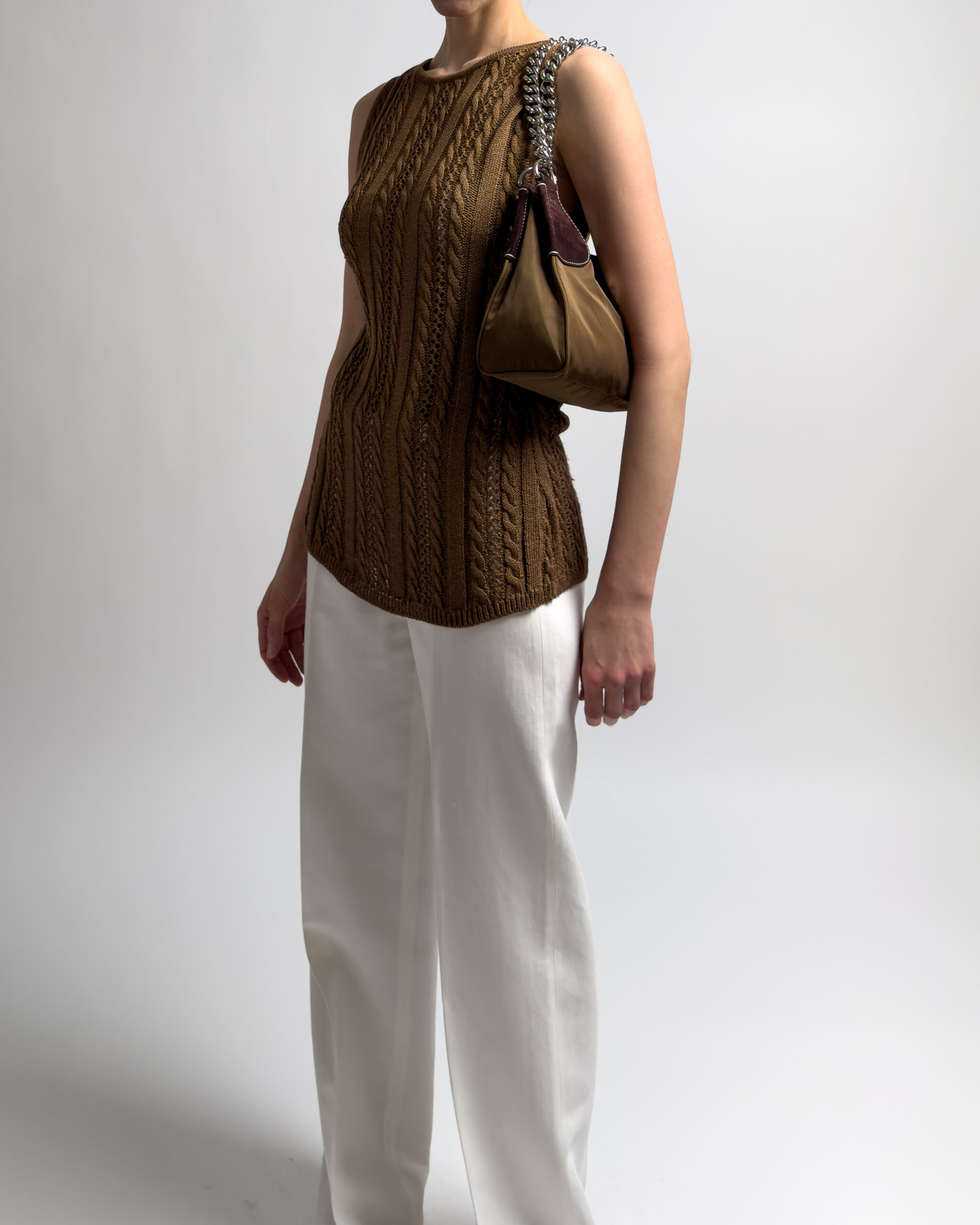 Yves Saint Laurent Crocheted Knit Top | Brown