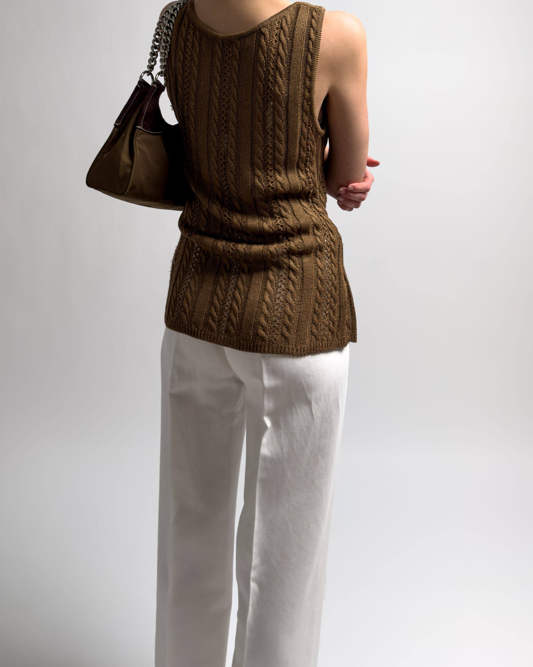Yves Saint Laurent Crocheted Knit Top | Brown