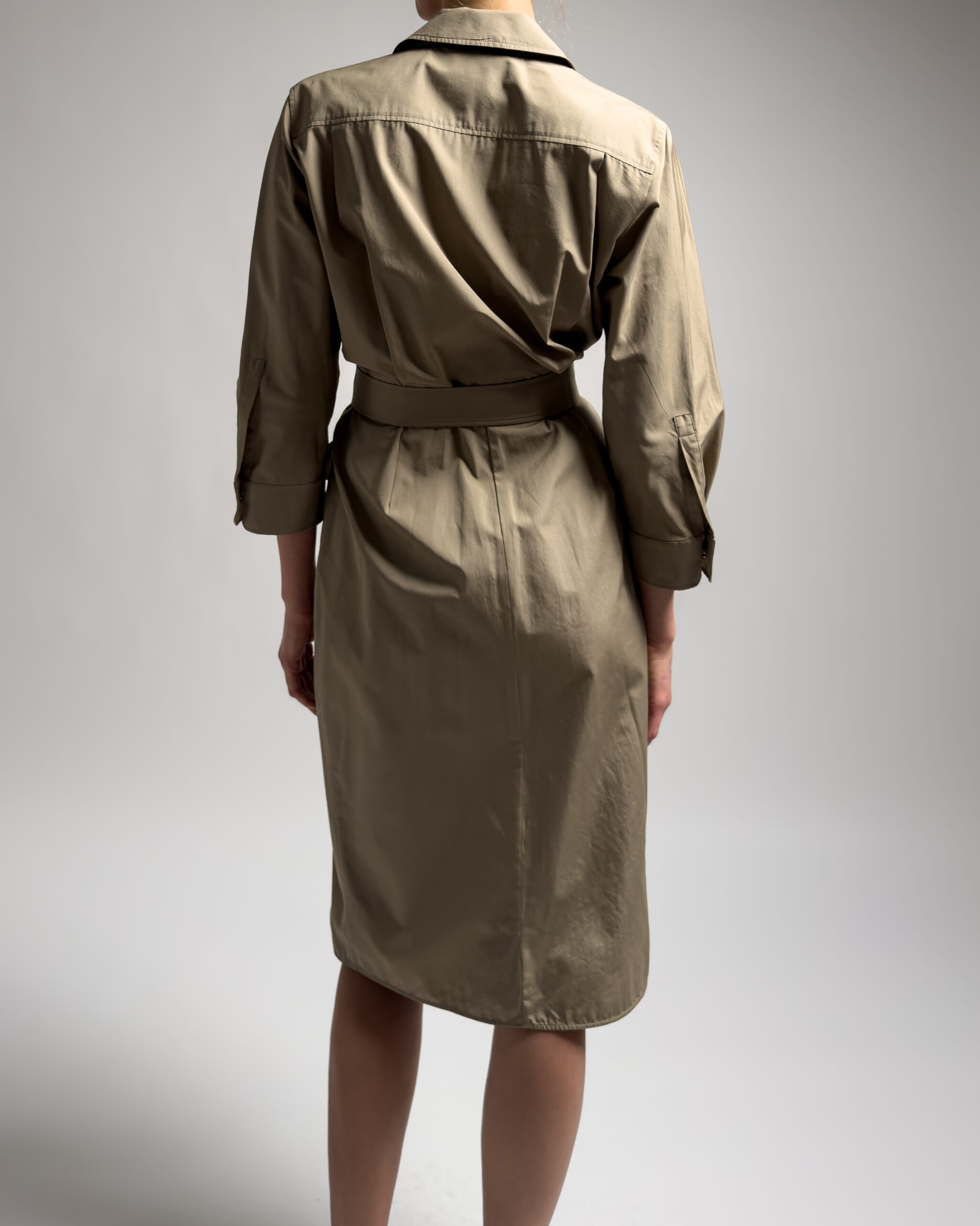Max Mara Belted Cotton Wrap Dress | Khaki
