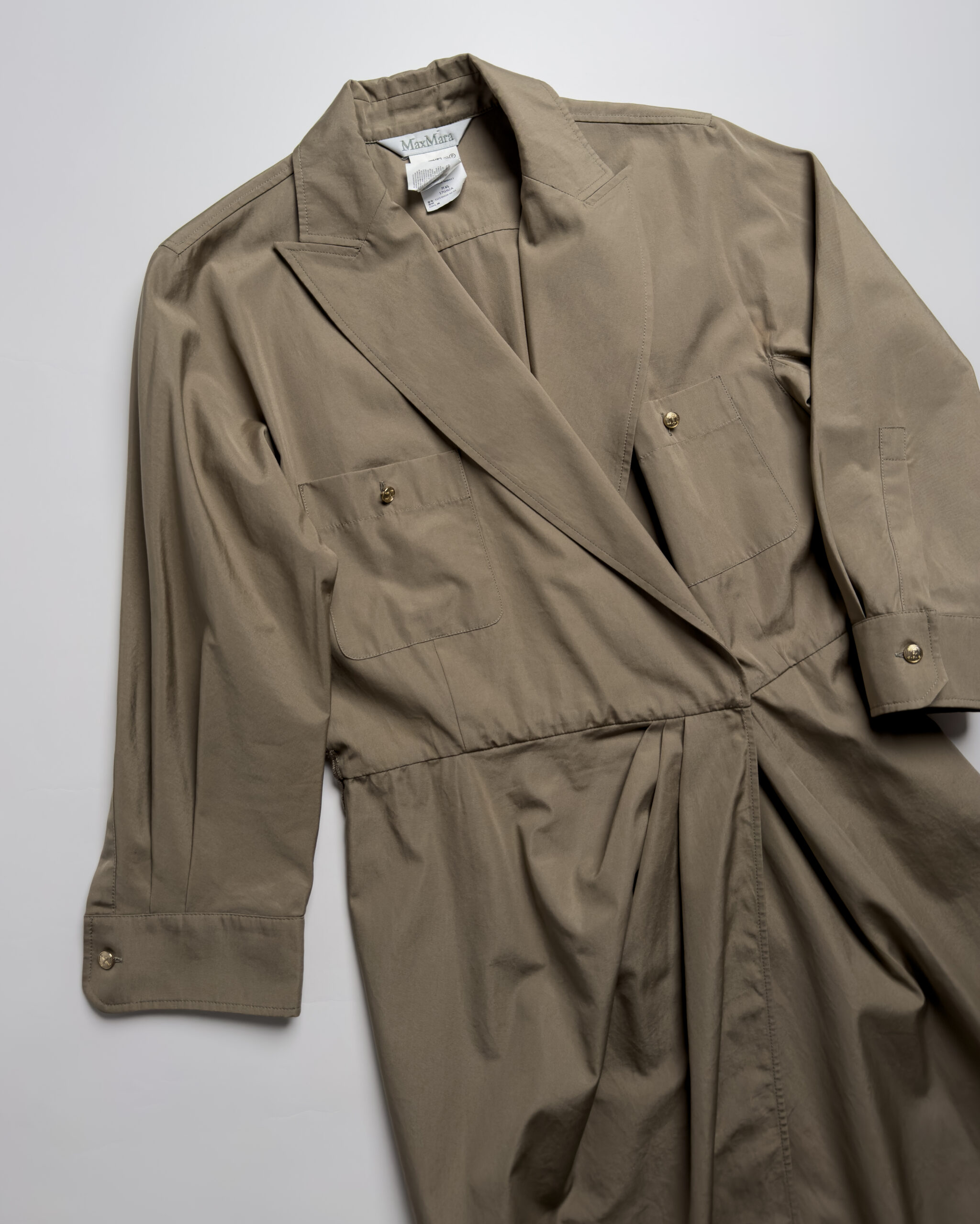 Max Mara Belted Cotton Wrap Dress | Khaki