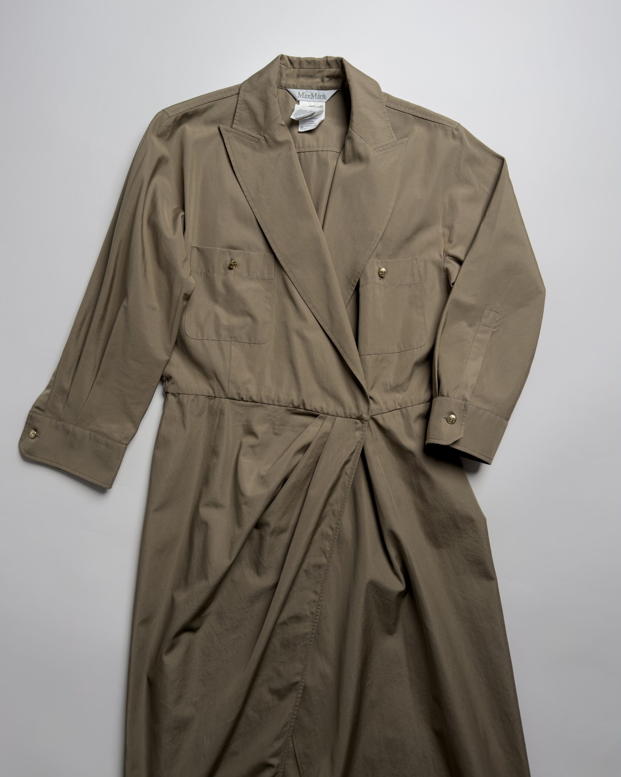 Max Mara Belted Cotton Wrap Dress | Khaki