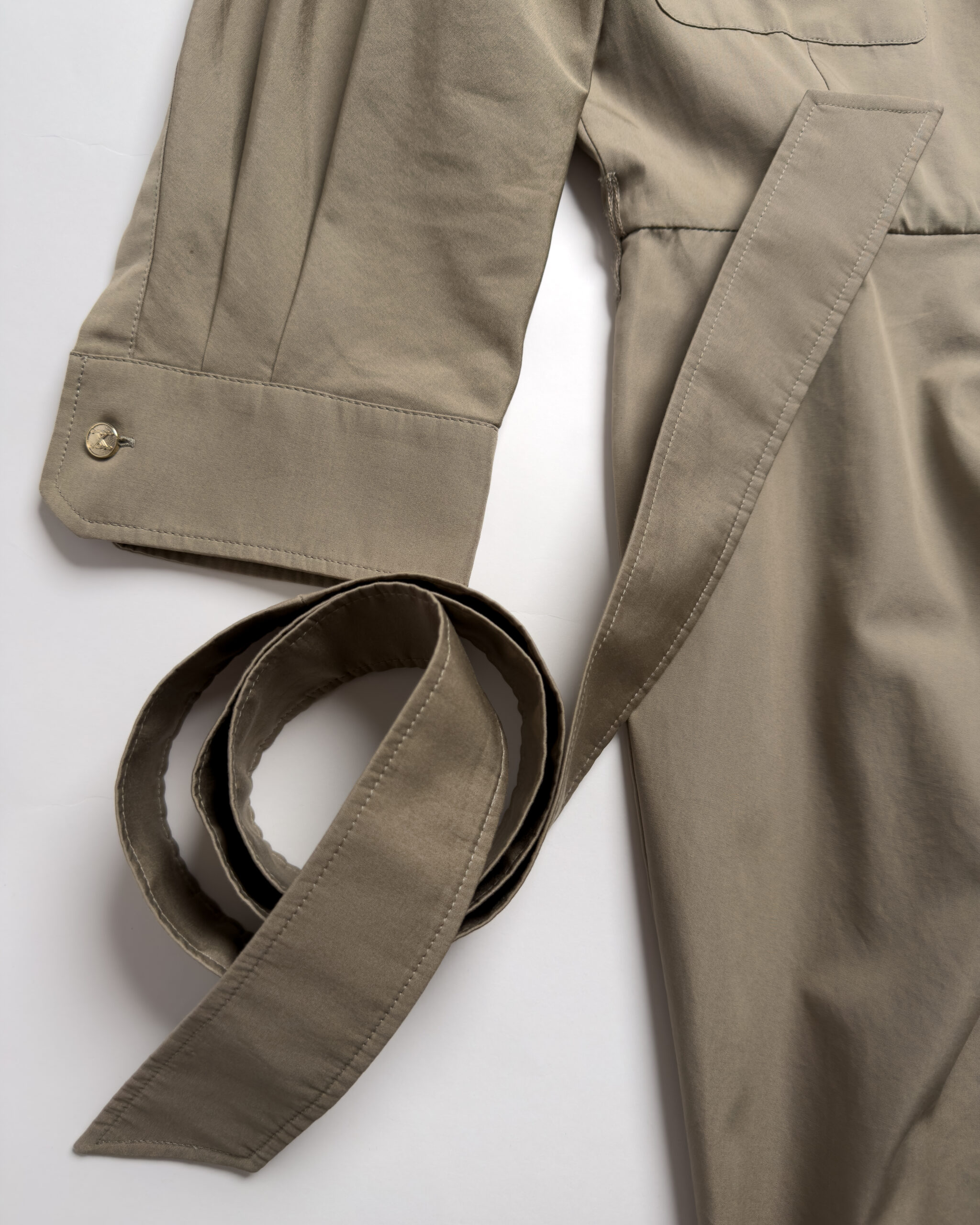 Max Mara Belted Cotton Wrap Dress | Khaki