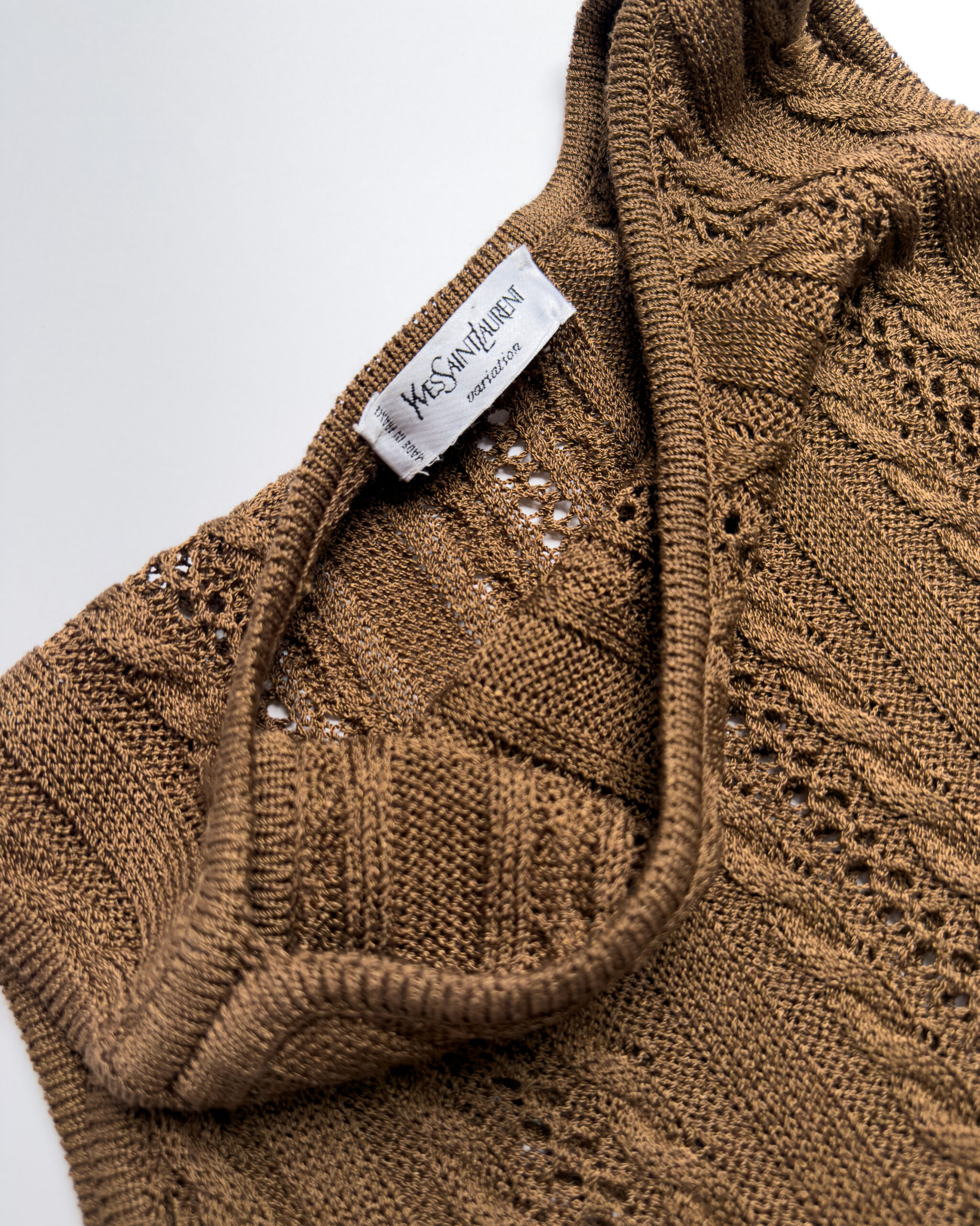 Yves Saint Laurent Crocheted Knit Top | Brown