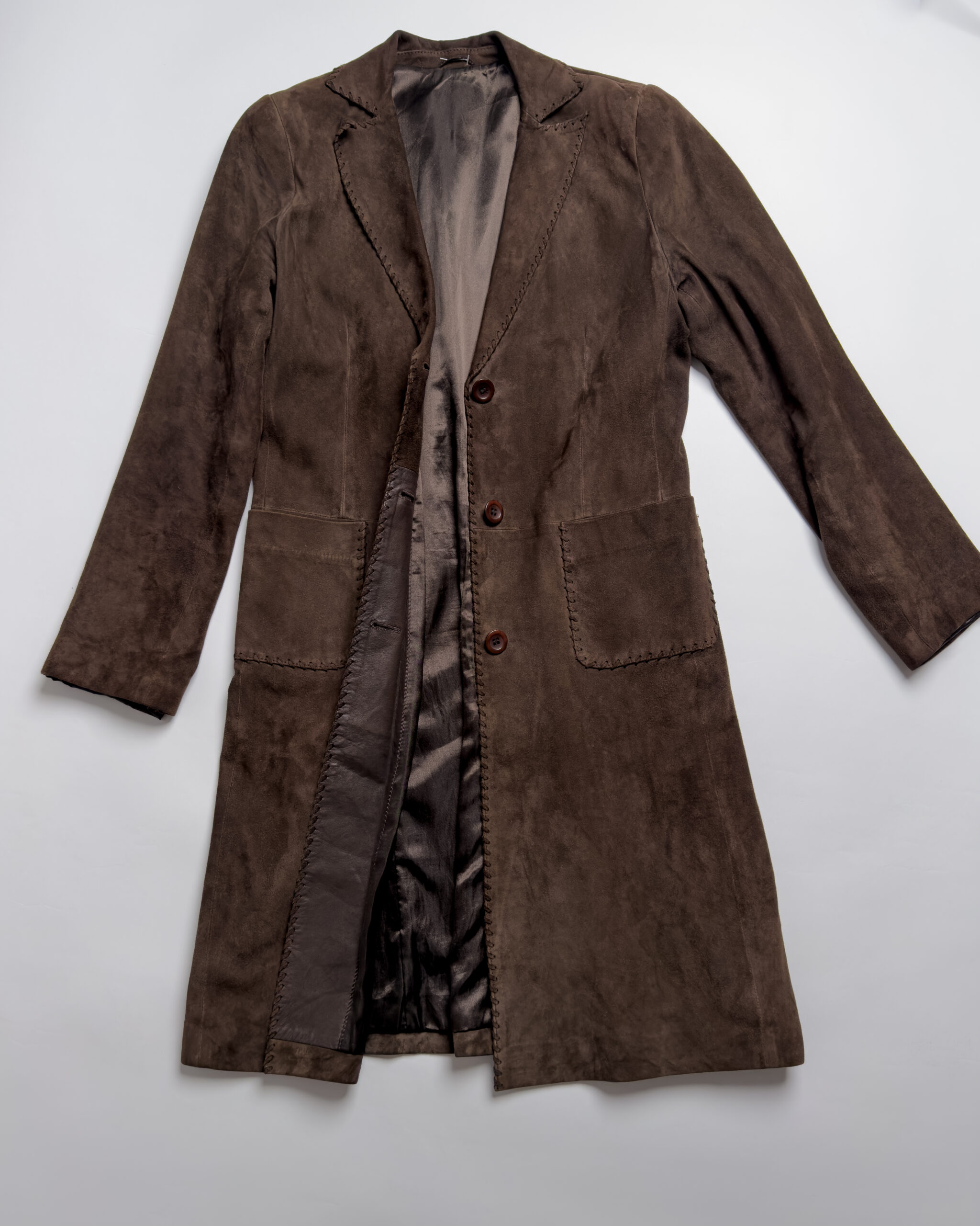 Suede Leather Coat | Dark Brown