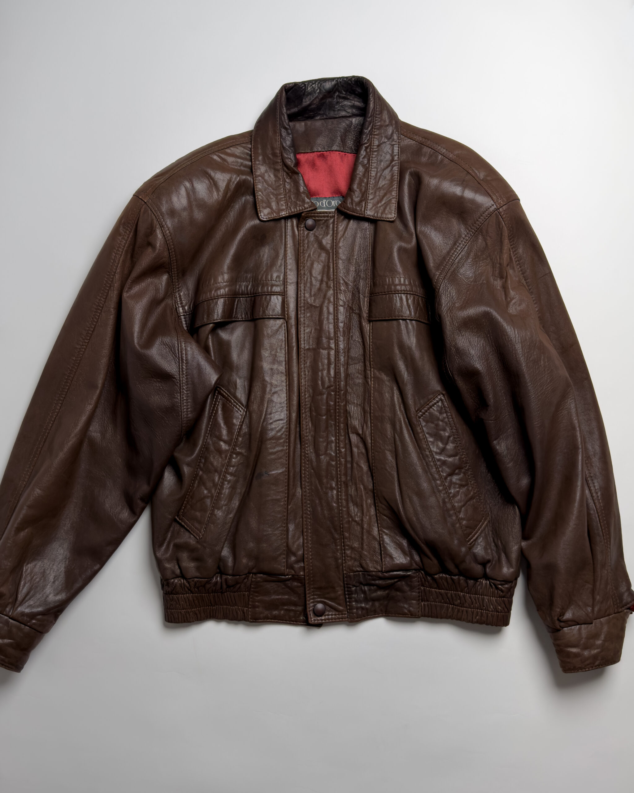 Vintage Genuine Leather Bomber Jacket | Brown