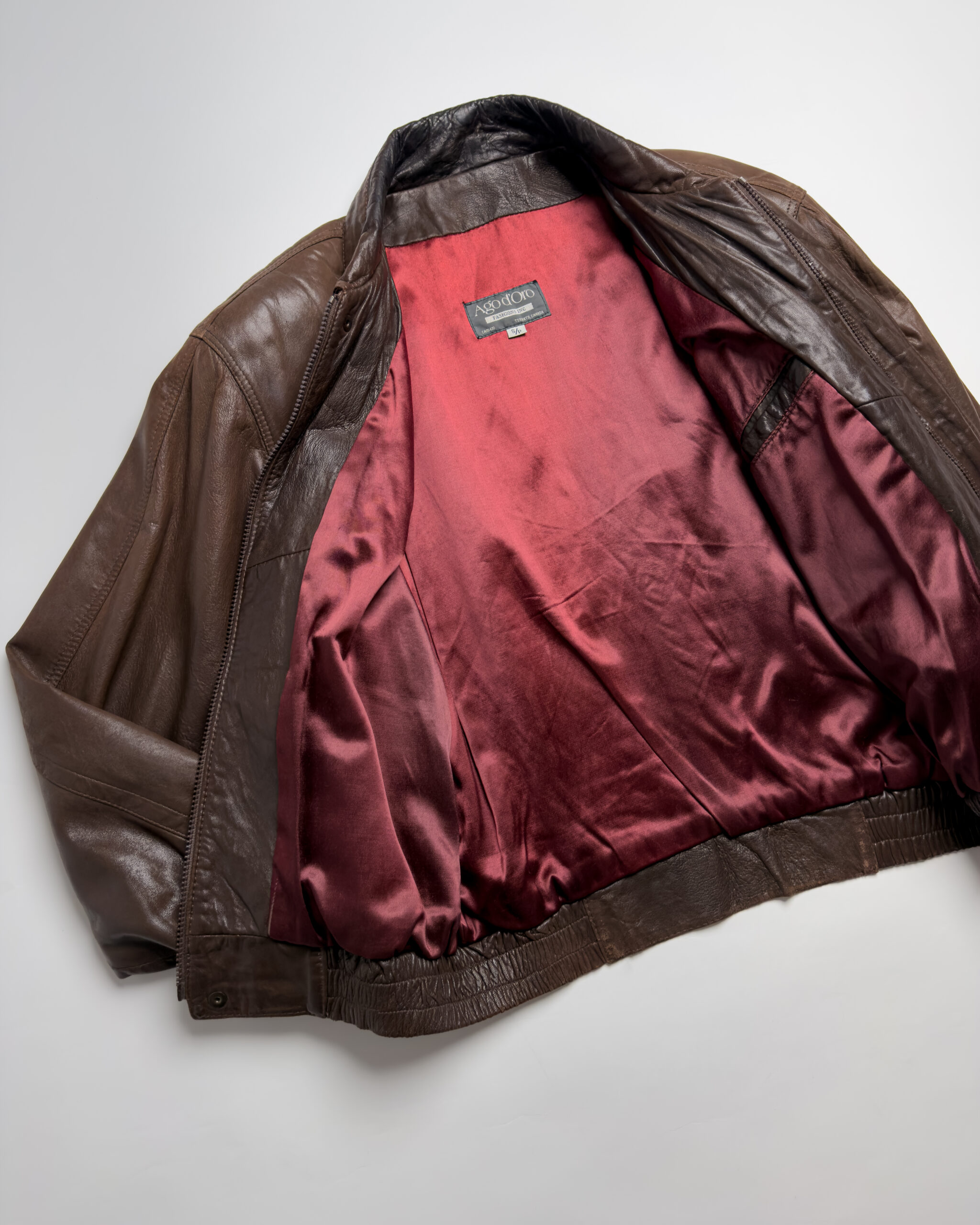 Vintage Genuine Leather Bomber Jacket | Brown