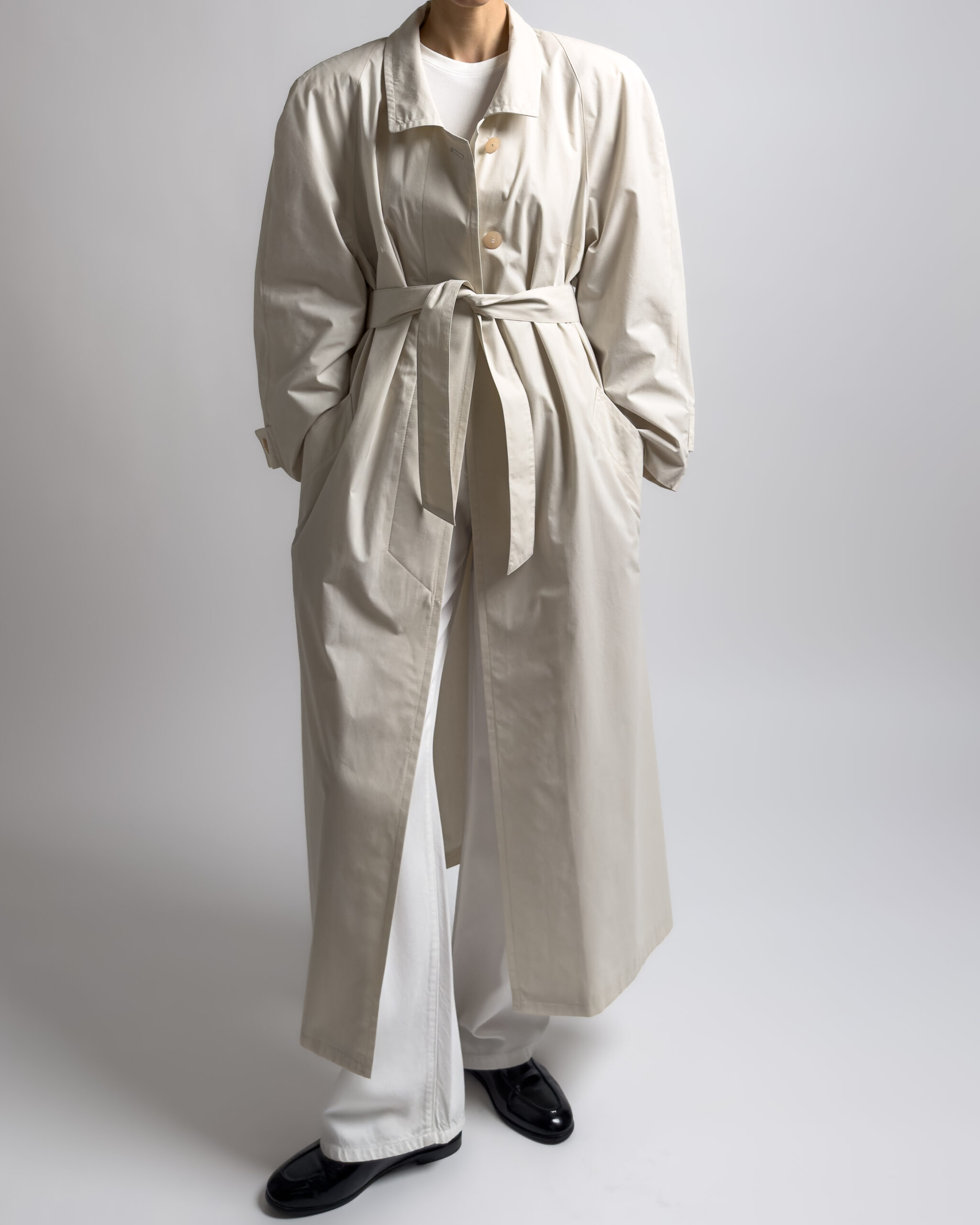Vintage Longline Trench Coat | Stone White