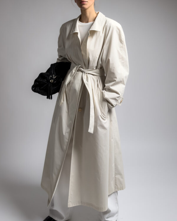 Vintage Longline Trench Coat | Stone White