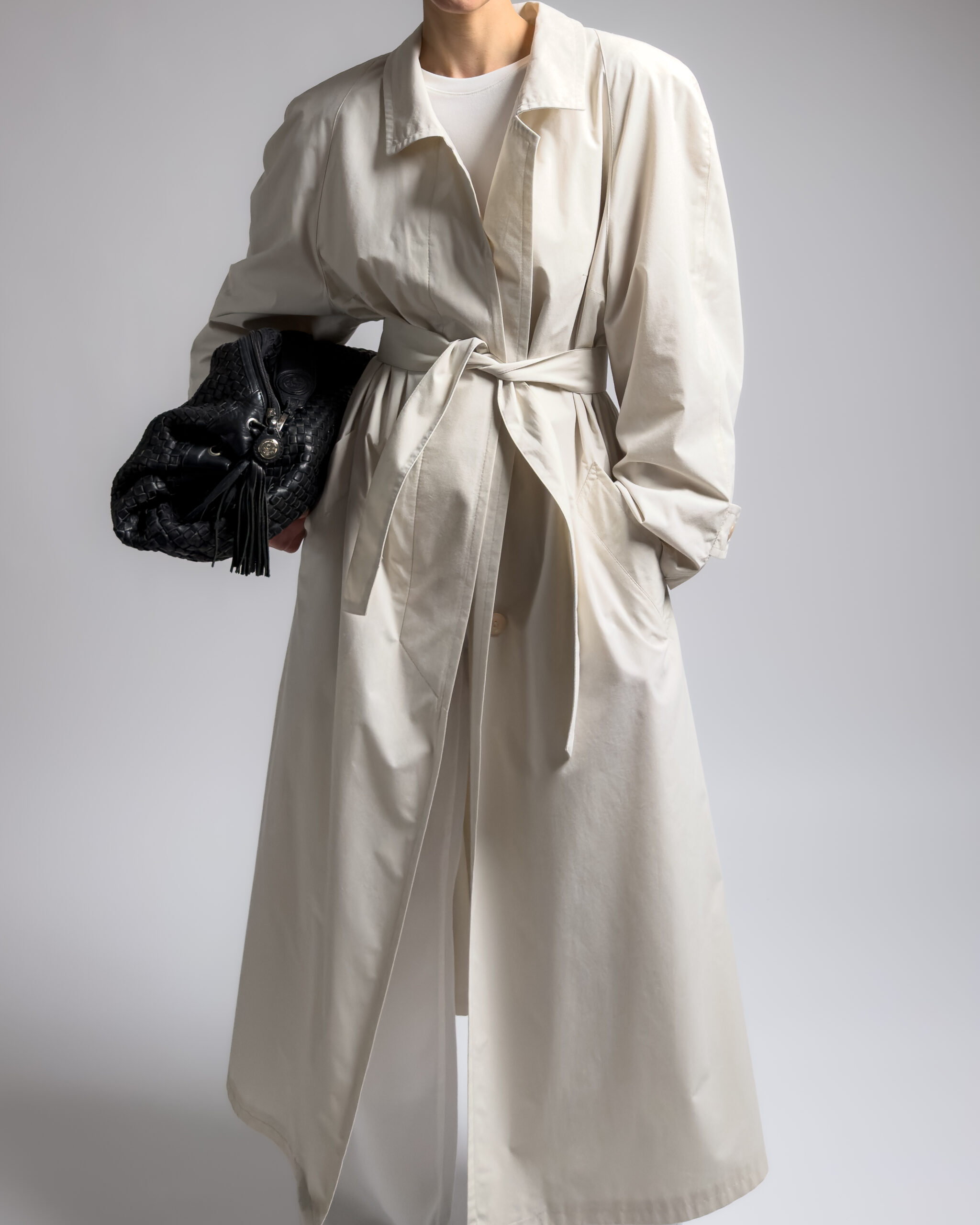 Vintage Longline Trench Coat | Stone White
