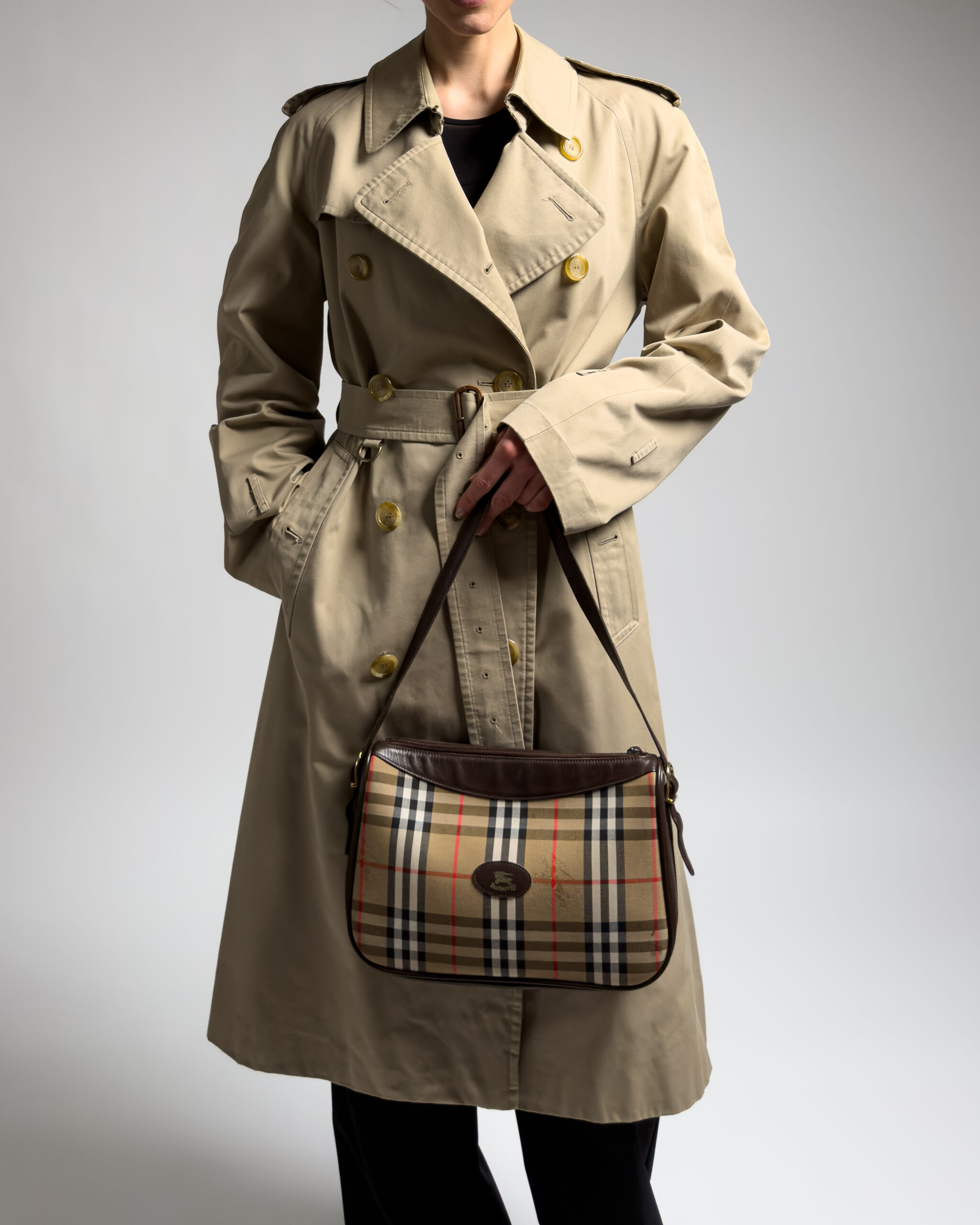 Burberry Nova Check Leather Shoulder Bag | Brown