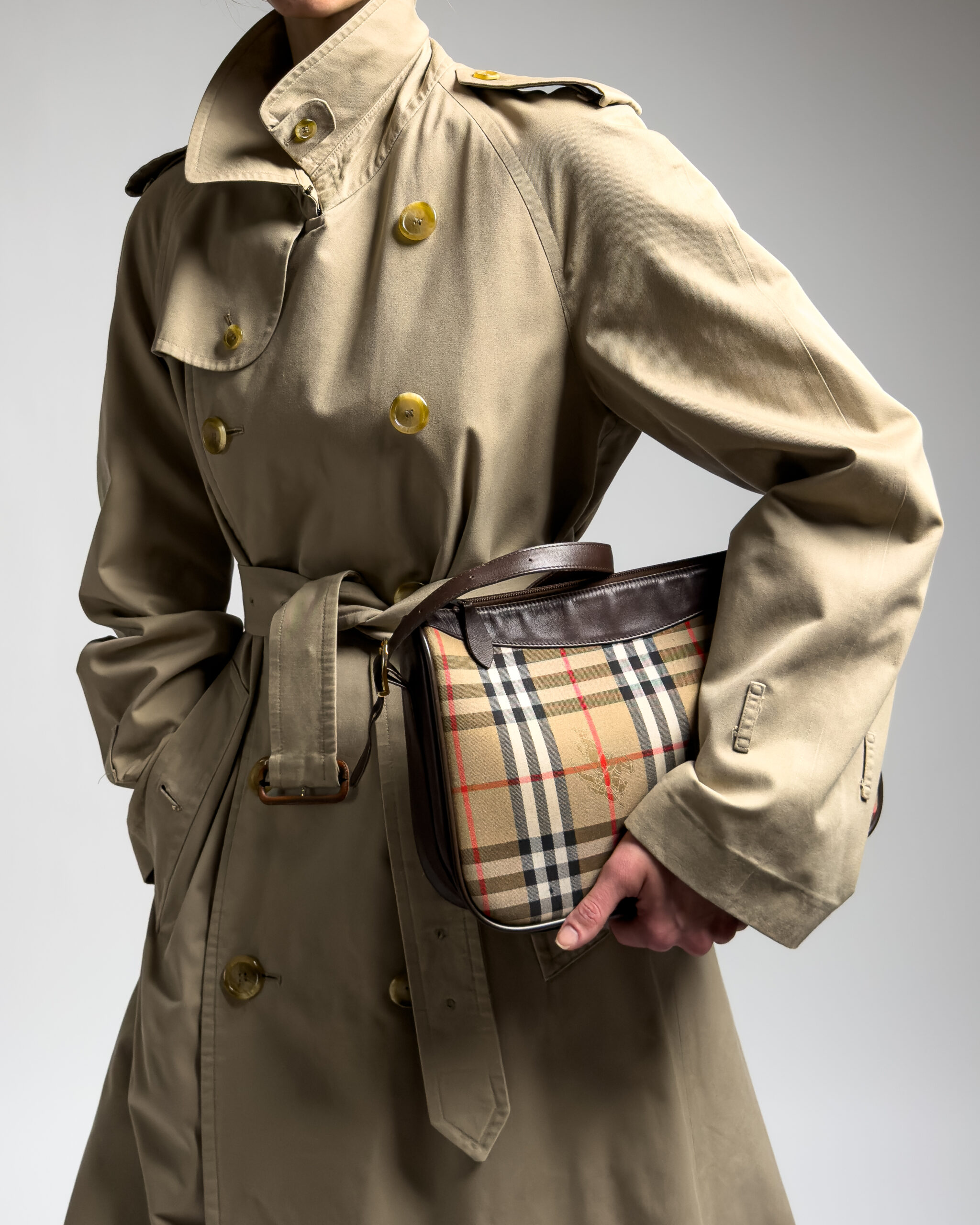 Burberry Nova Check Leather Shoulder Bag | Brown