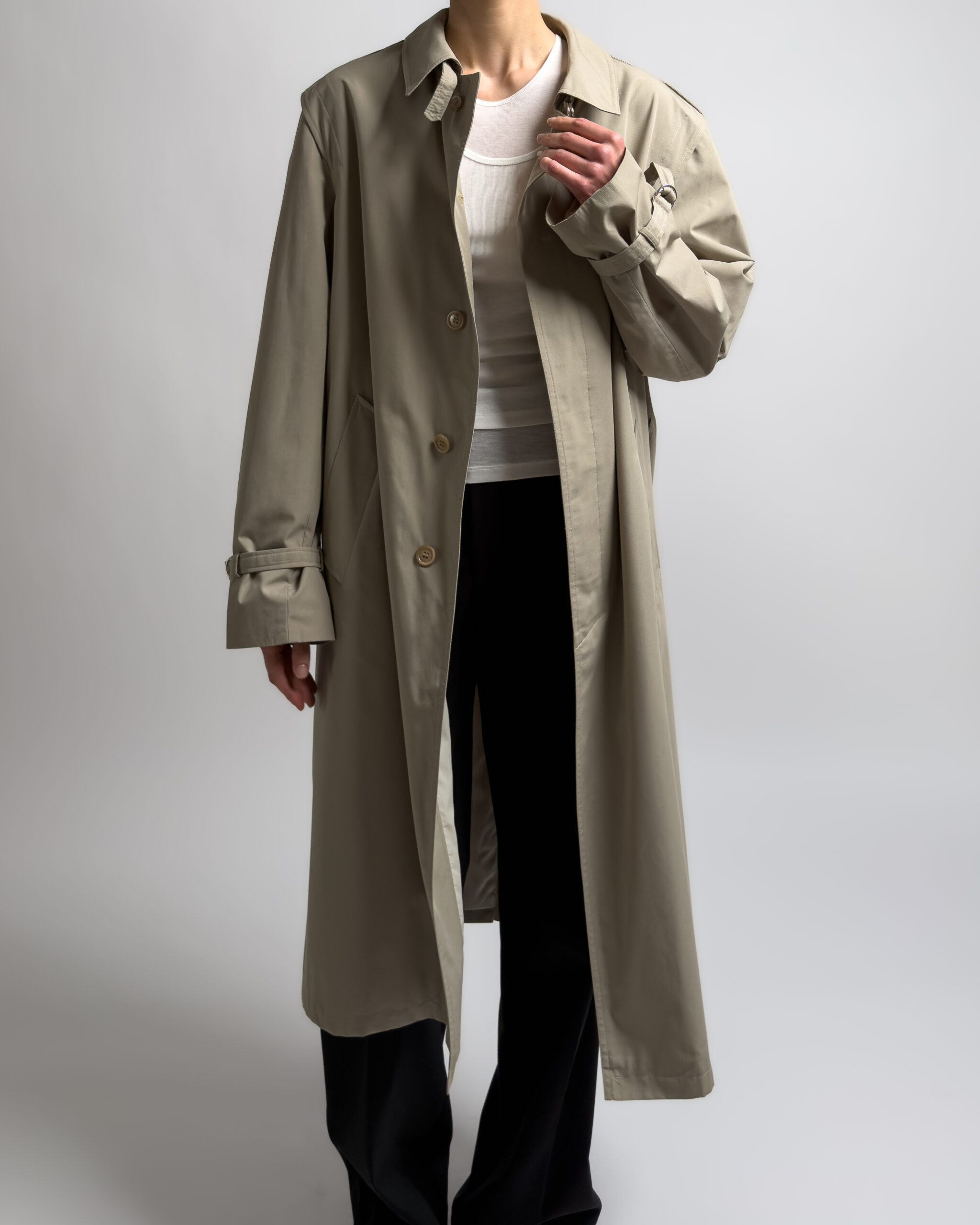 Vintage Single Breasted Trench Coat | Olive Green