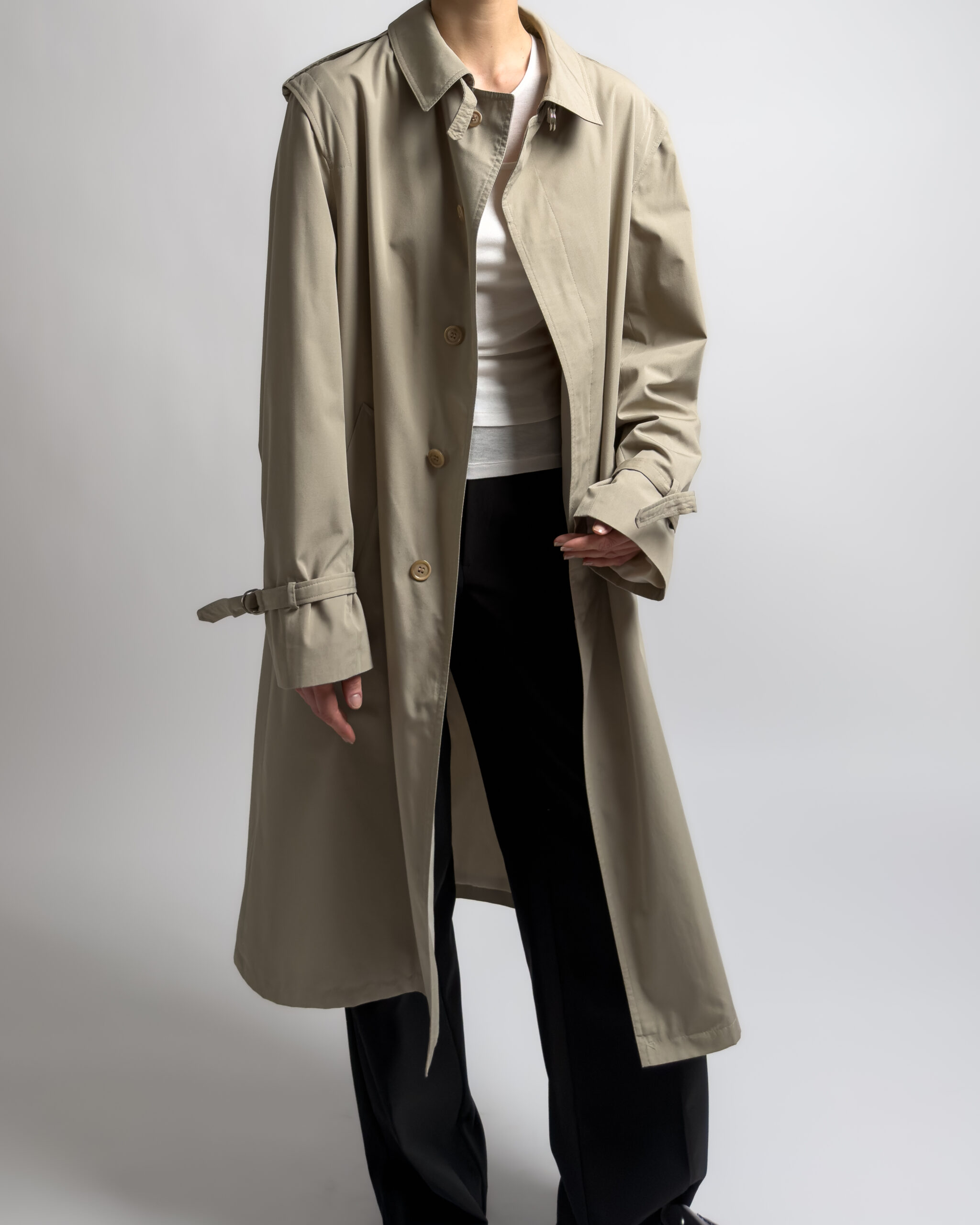 Vintage Single Breasted Trench Coat | Olive Green