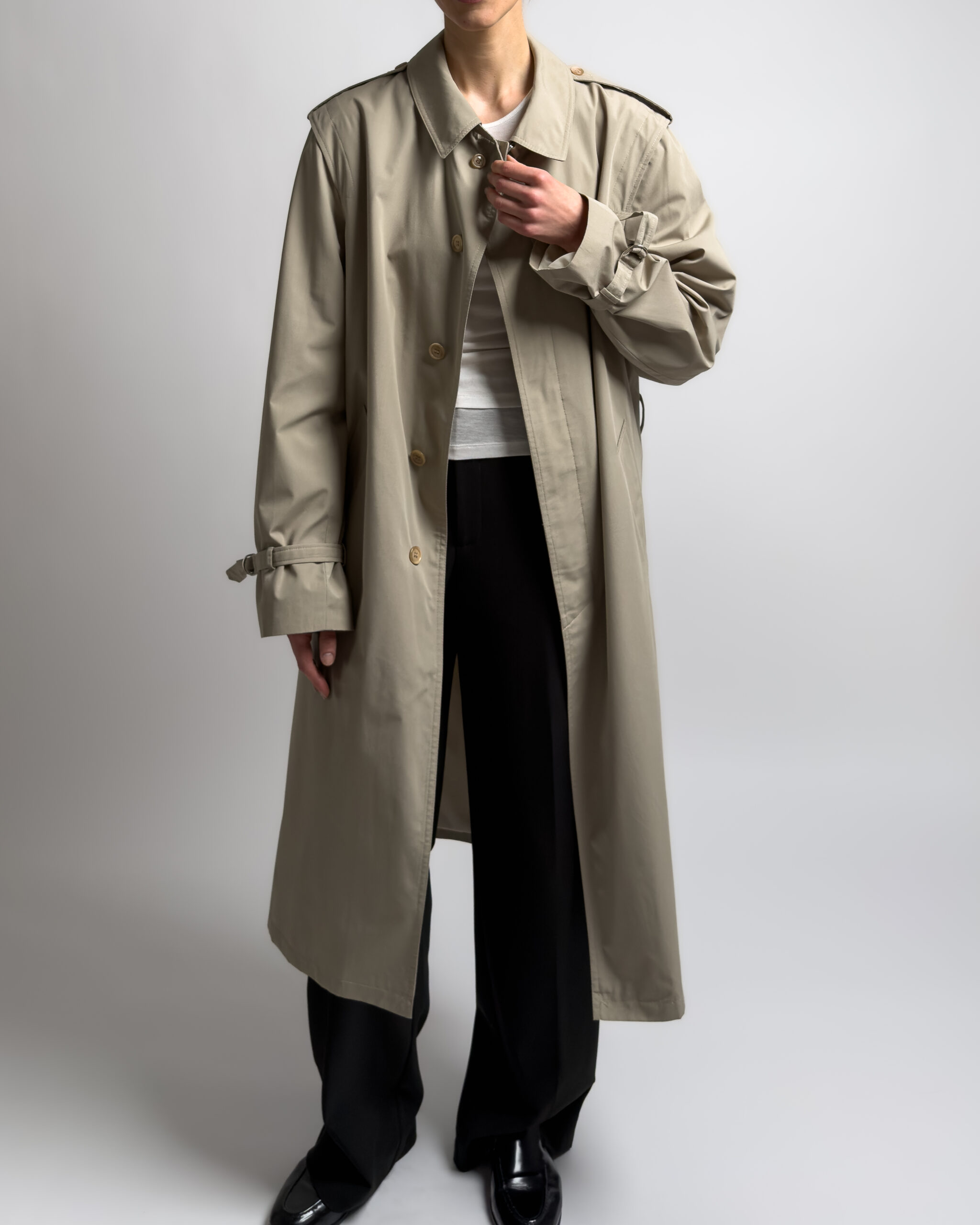 Vintage Single Breasted Trench Coat | Olive Green