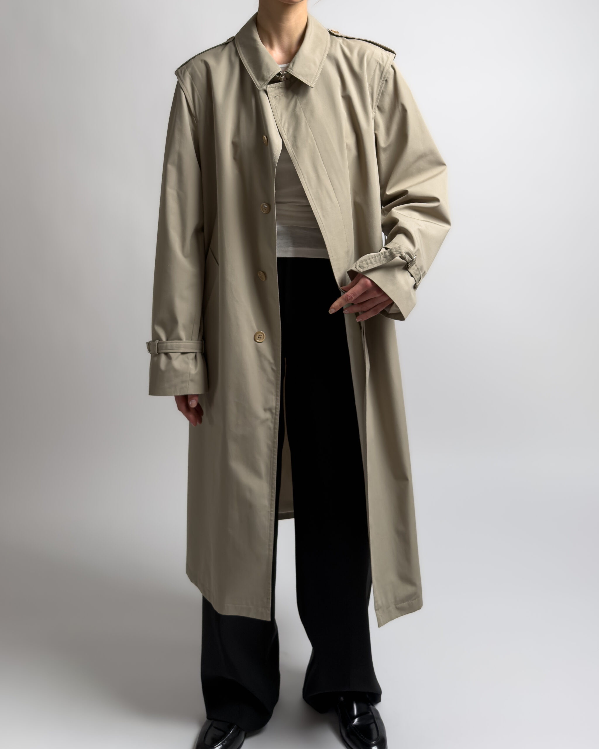 Vintage Single Breasted Trench Coat | Olive Green