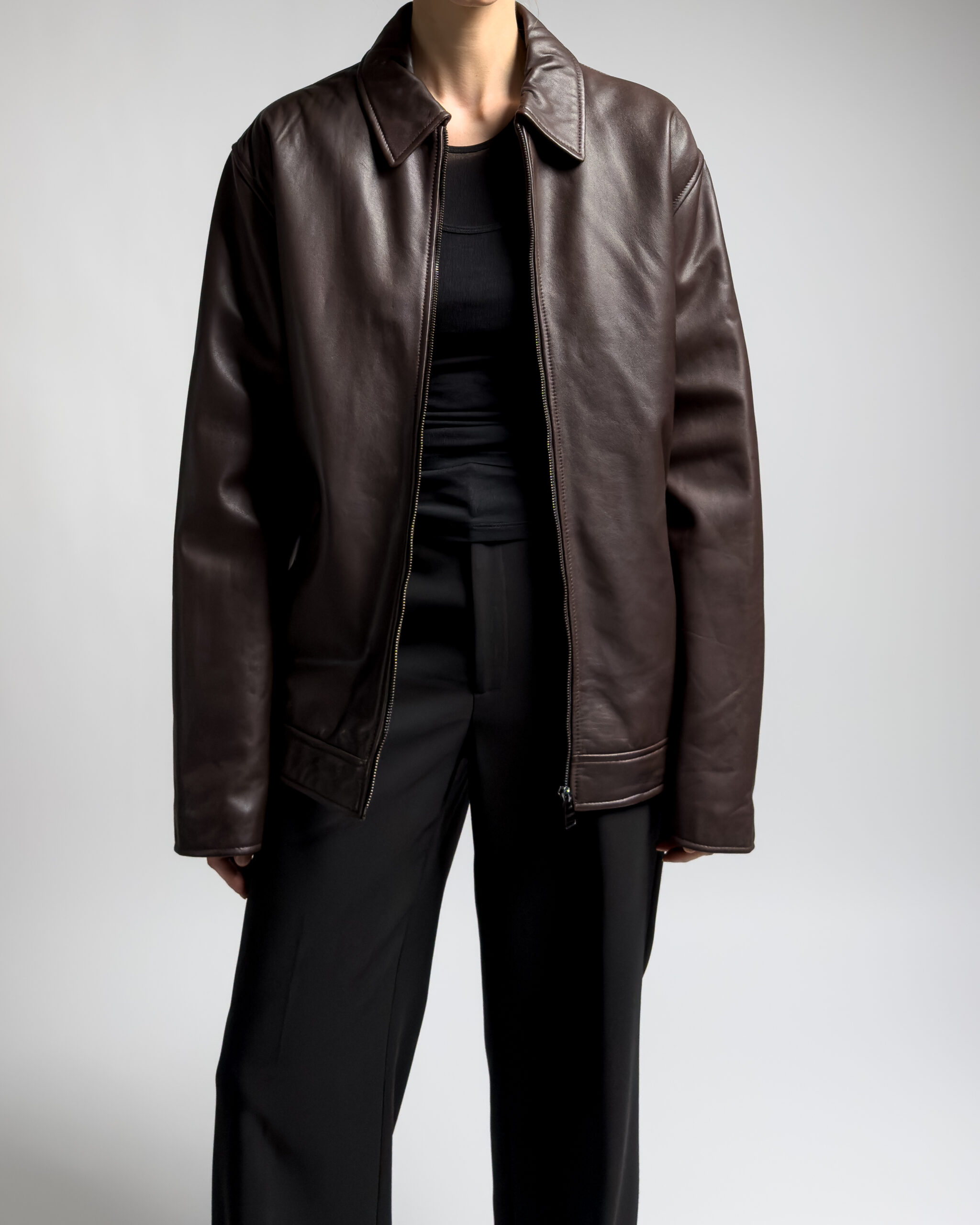 Trussardi Lamb Leather Jacket | Dark Brown