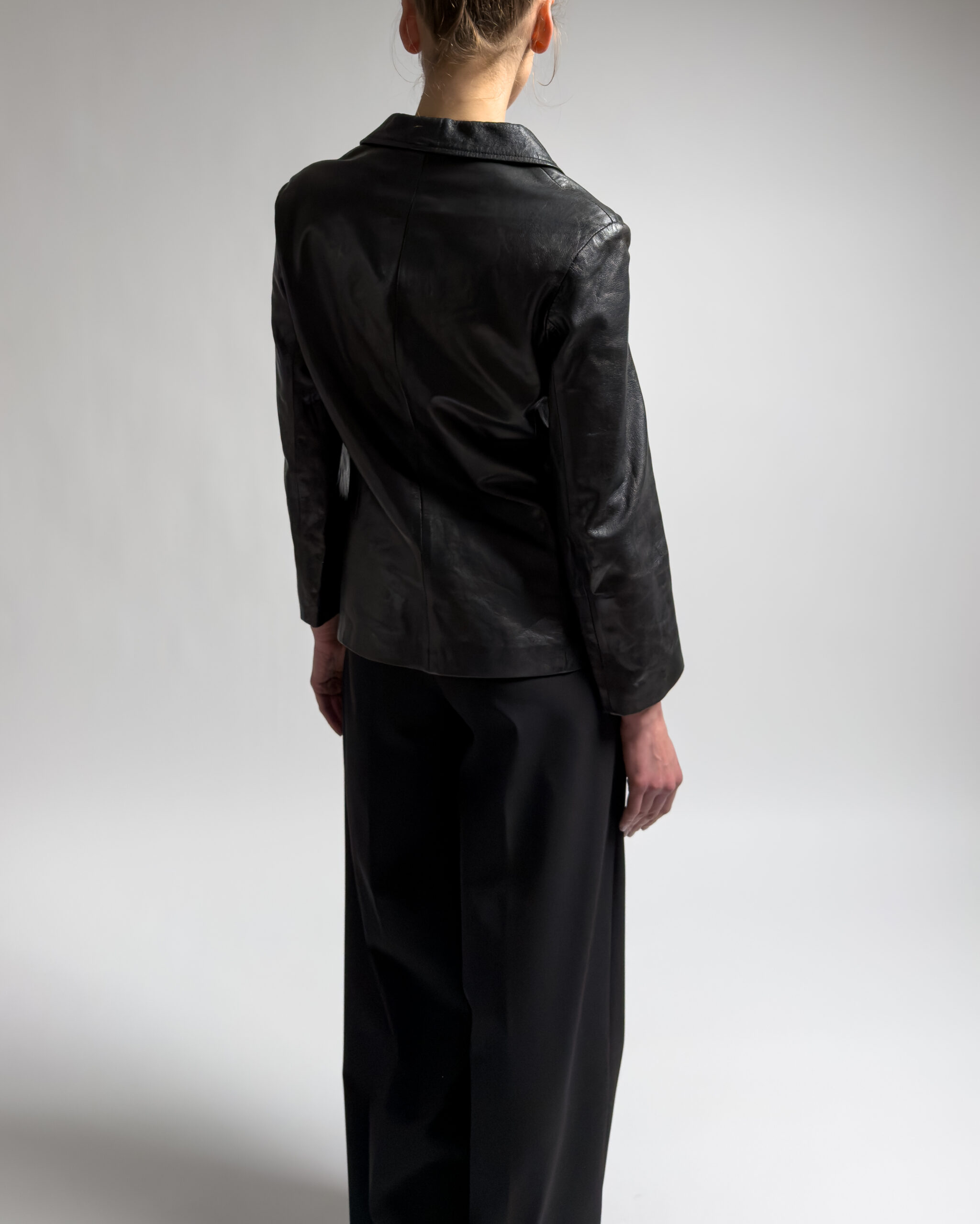 Dagger Collar Leather Jacket | Black