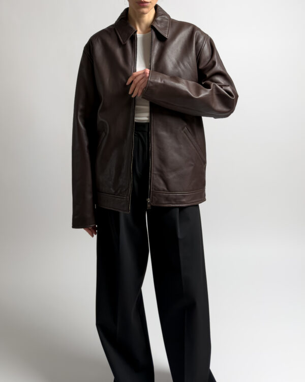 Trussardi Lamb Leather Jacket | Dark Brown
