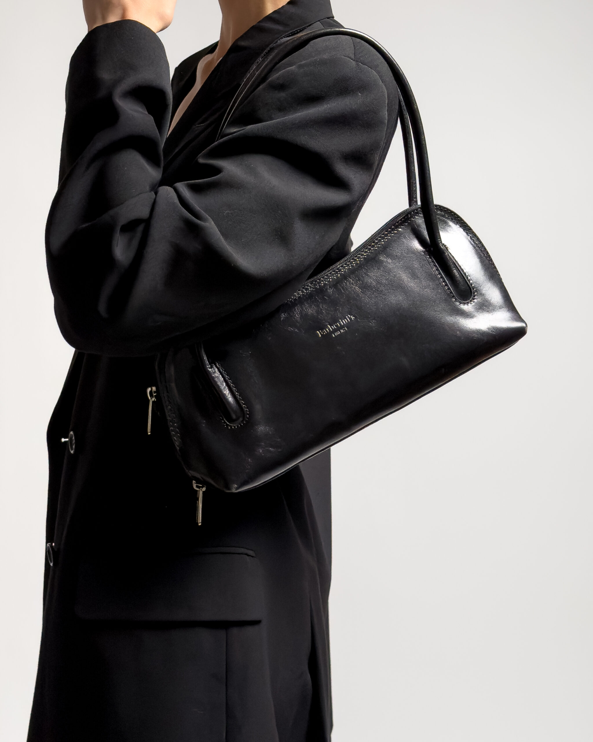 Italian Vintage Leather Shoulder Bag | Black