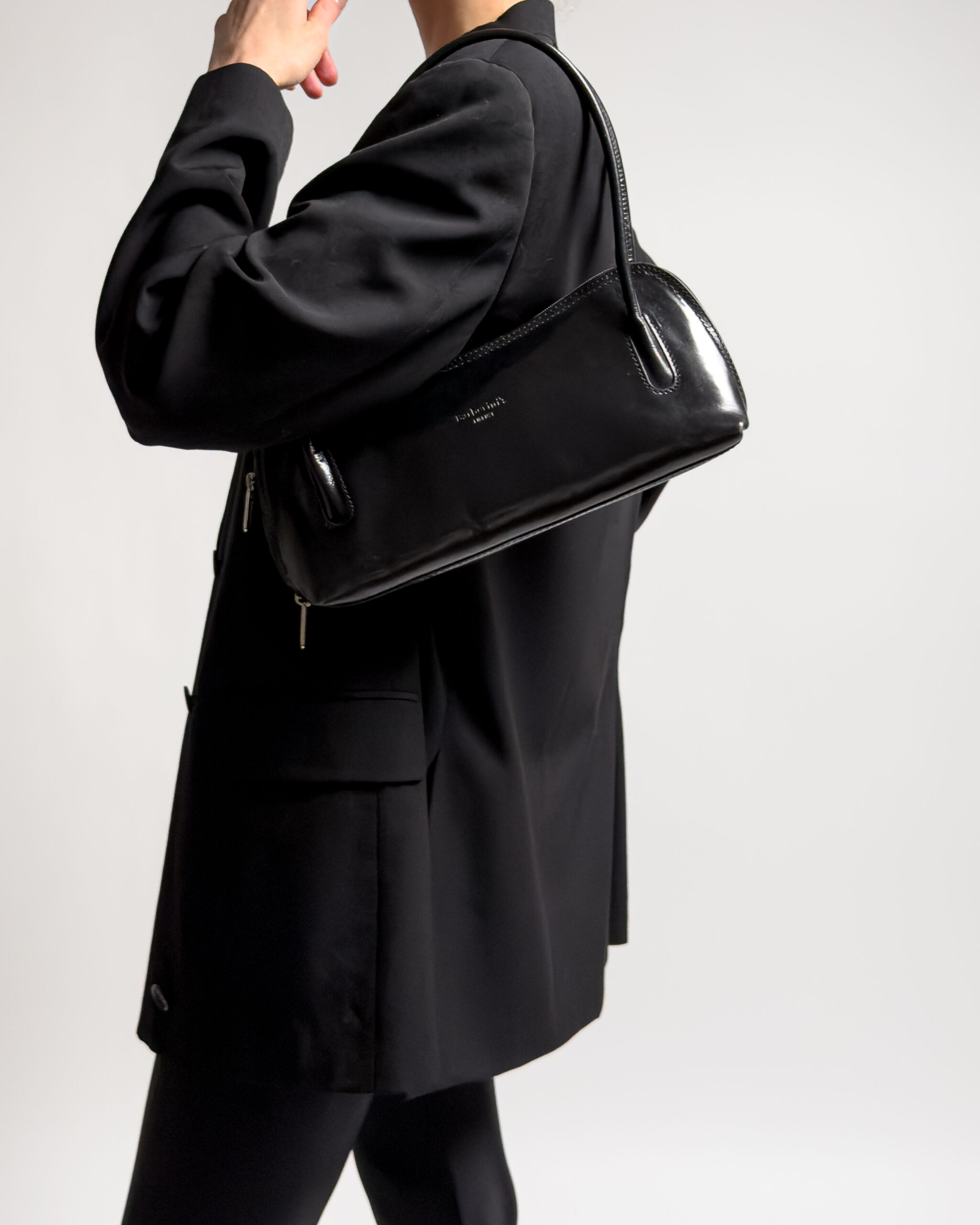 Italian Vintage Leather Shoulder Bag | Black