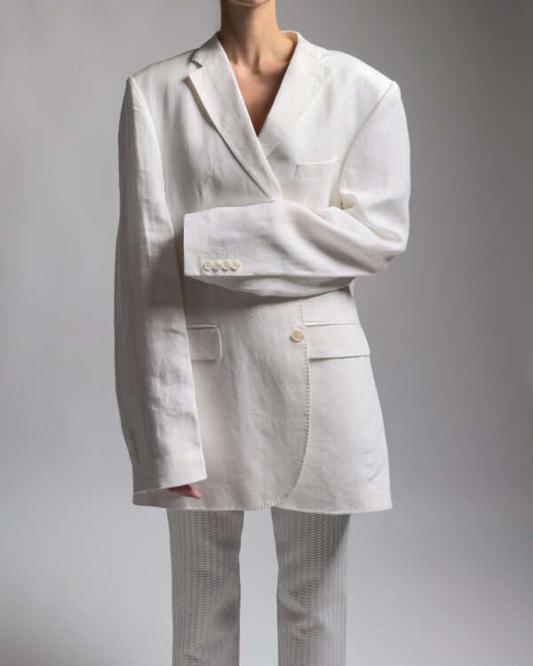 Oversized Linen Blazer | White