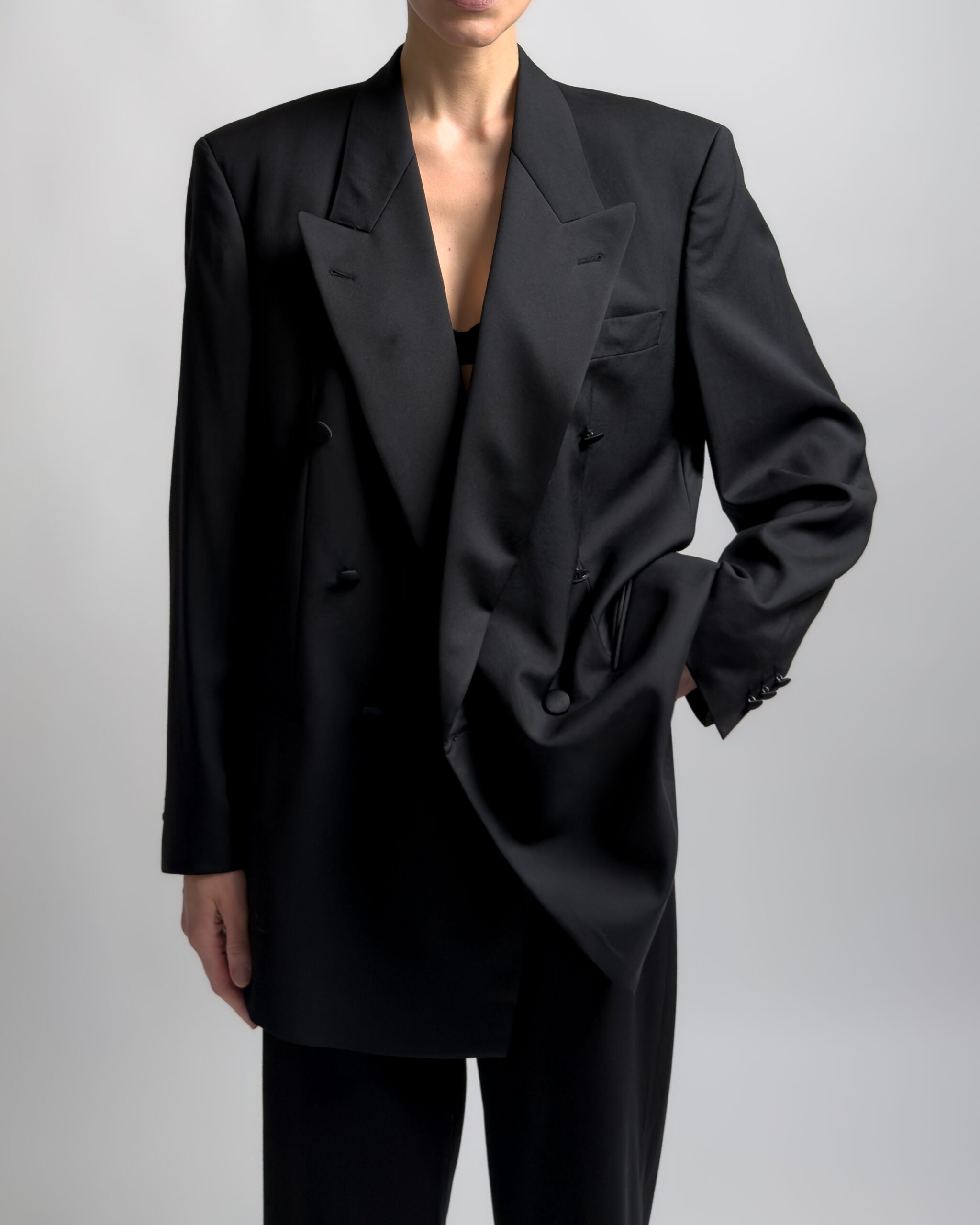 Hugo Boss Double-Breasted Smoking Blazer | Black