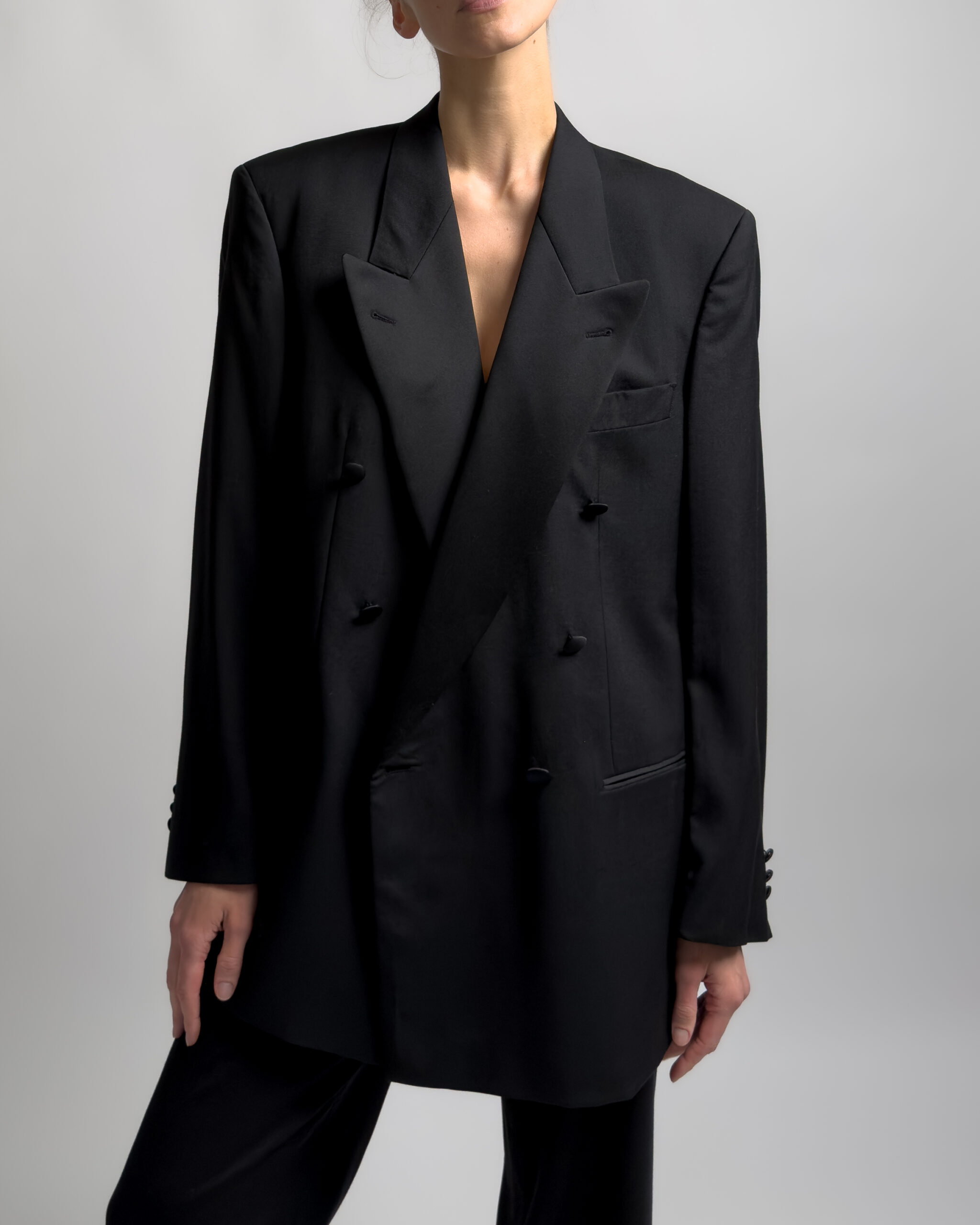Hugo Boss Double-Breasted Smoking Blazer | Black