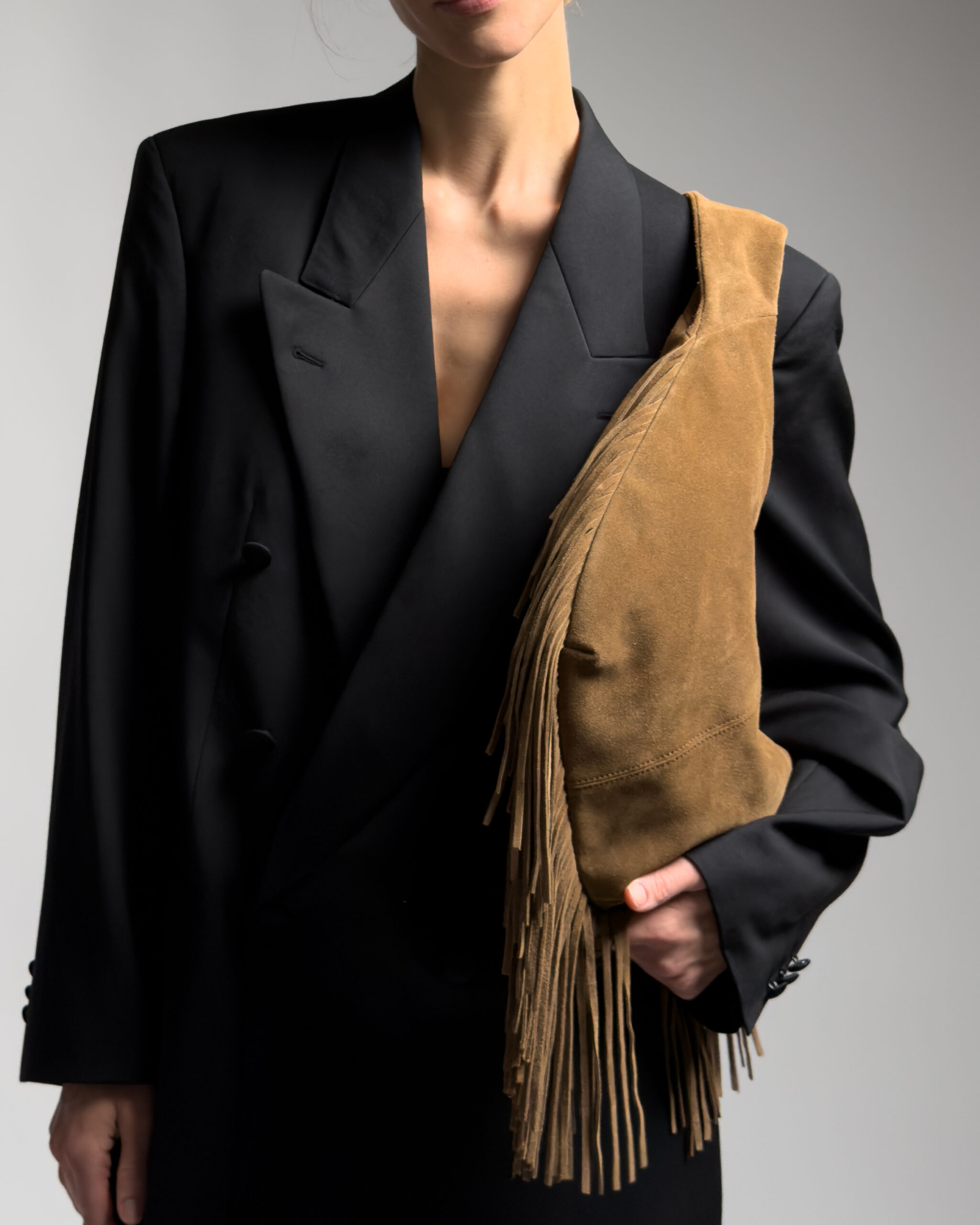 Maje Suede Fringe Hobo Bag | Tobacco Brown