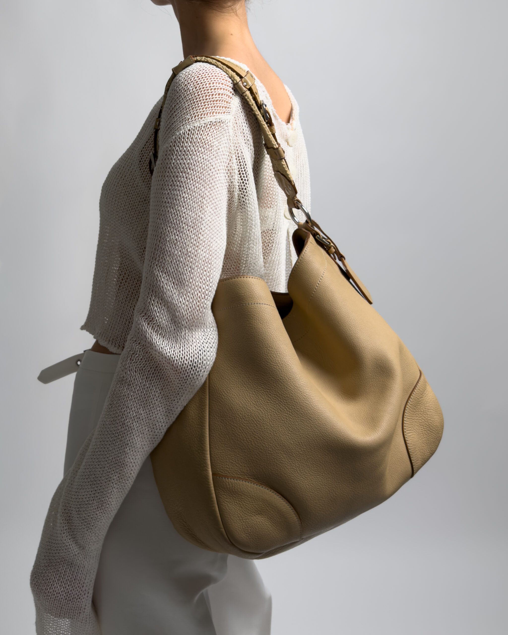 Prada Leather Shoulder Bag | Sand Beige