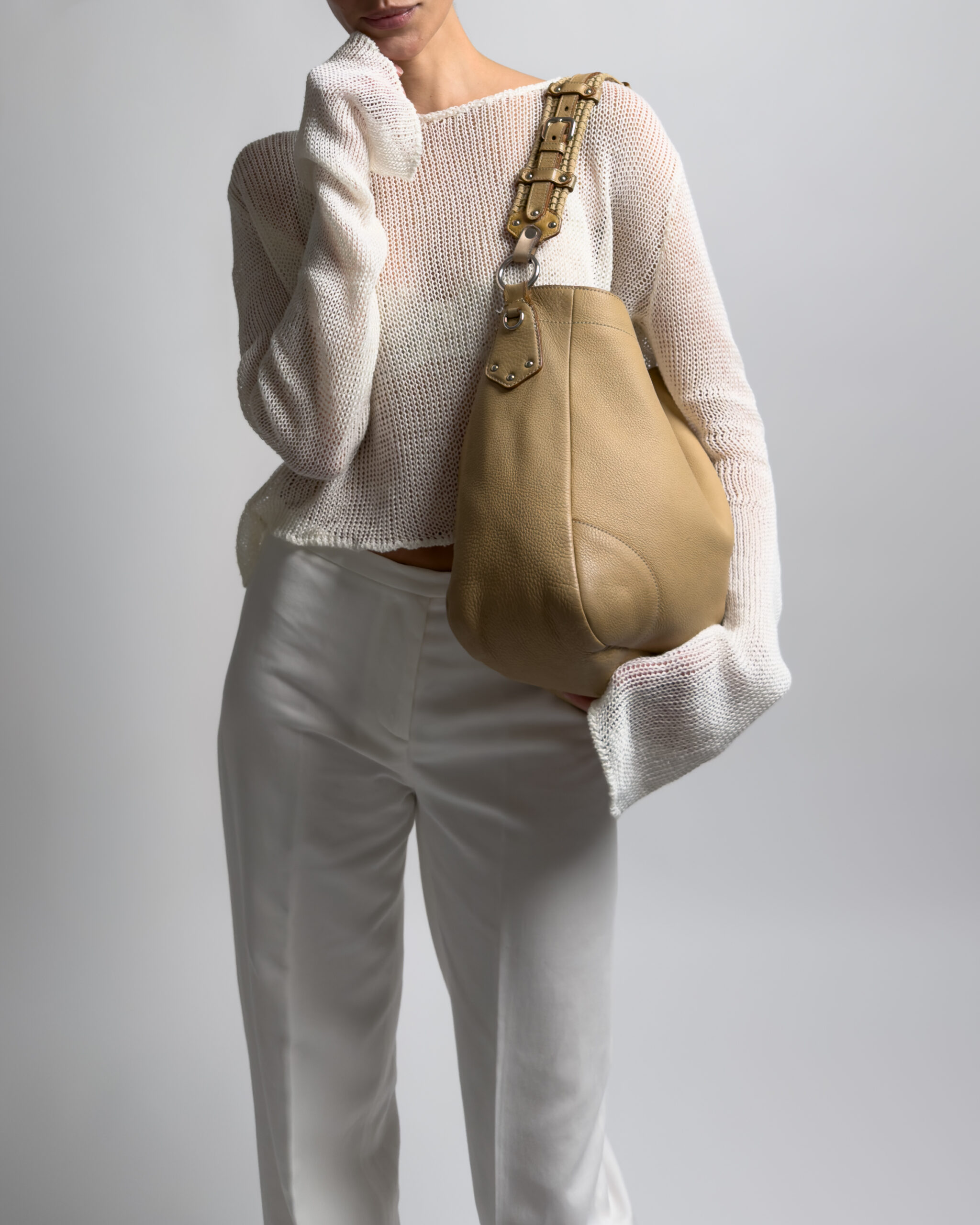 Prada Leather Shoulder Bag | Sand Beige