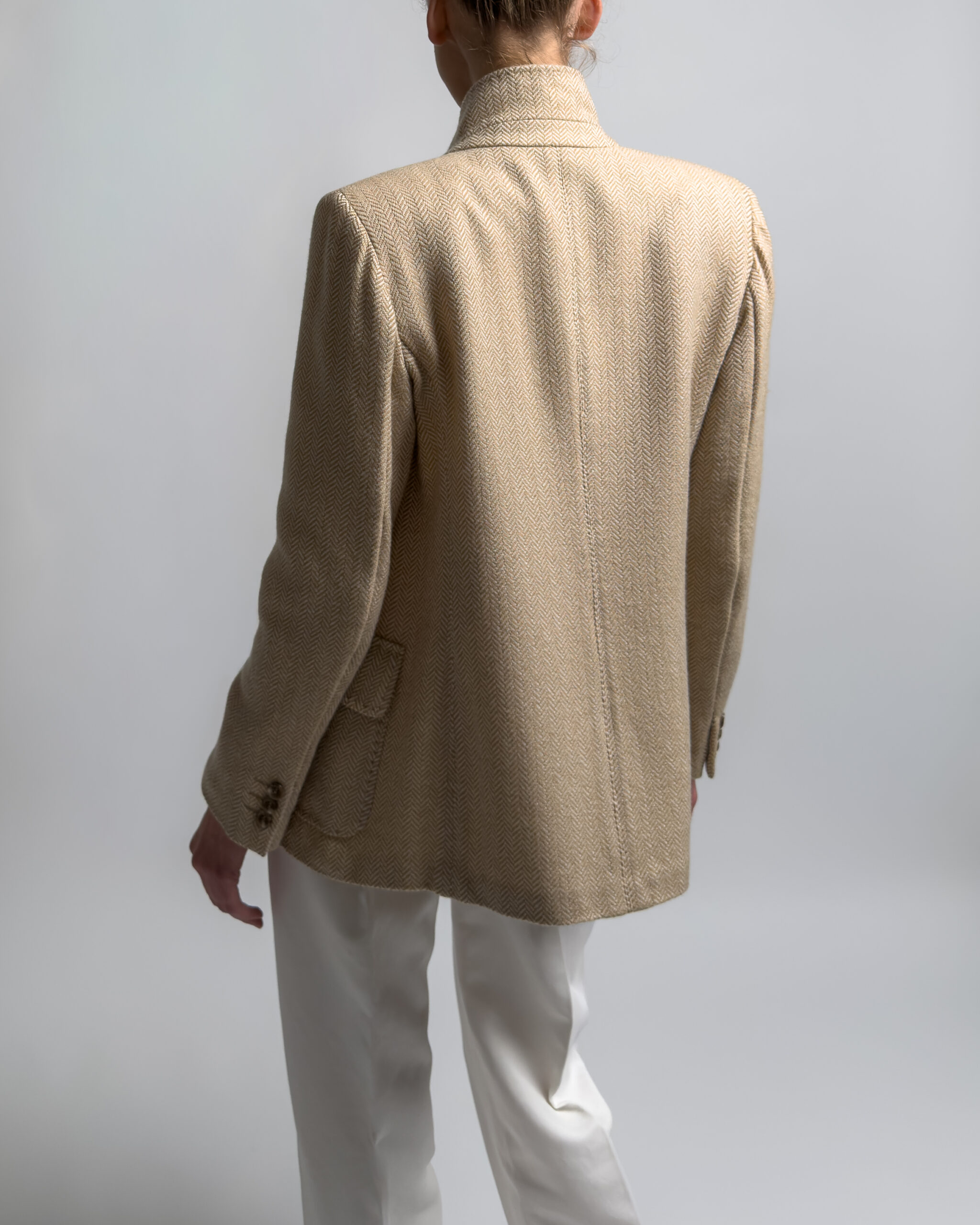 Max Mara Wool & Cashmere Herringbone Jacket | Beige