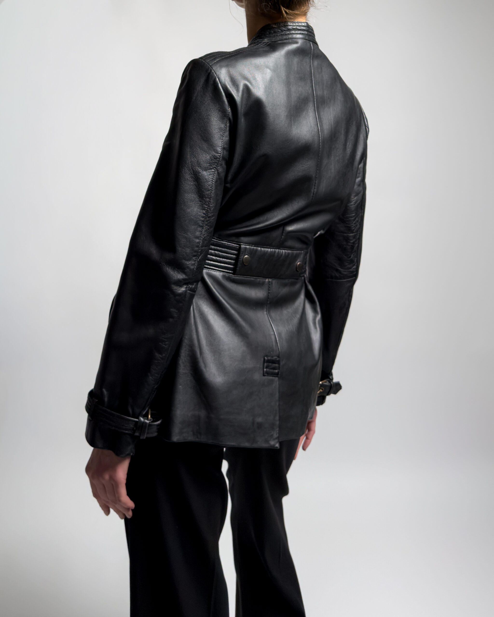 Conbipel Belted Leather Jacket | Black