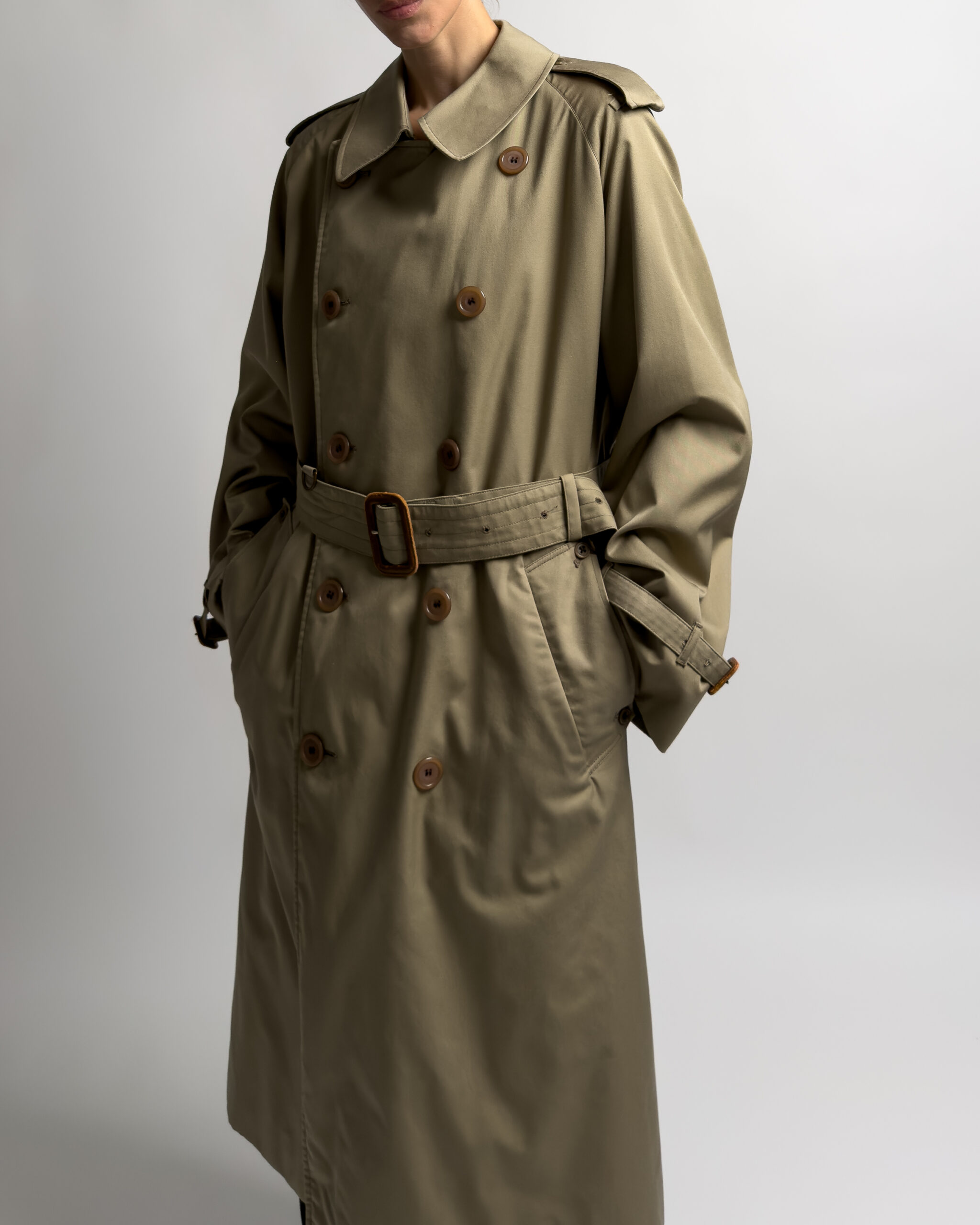 Aquascutum Double-Breasted Trench Coat | Khaki Olive