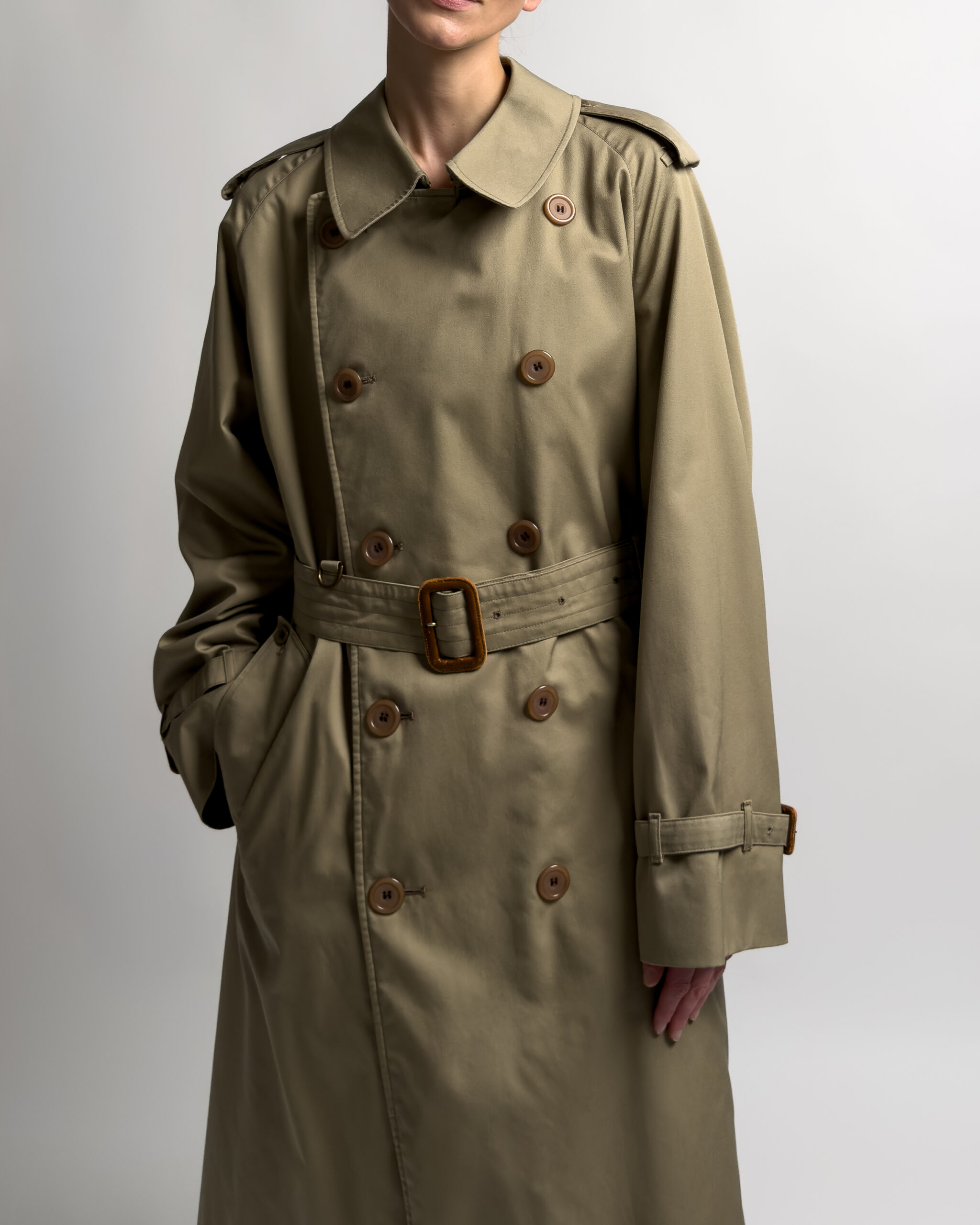Aquascutum Double-Breasted Trench Coat | Khaki Olive