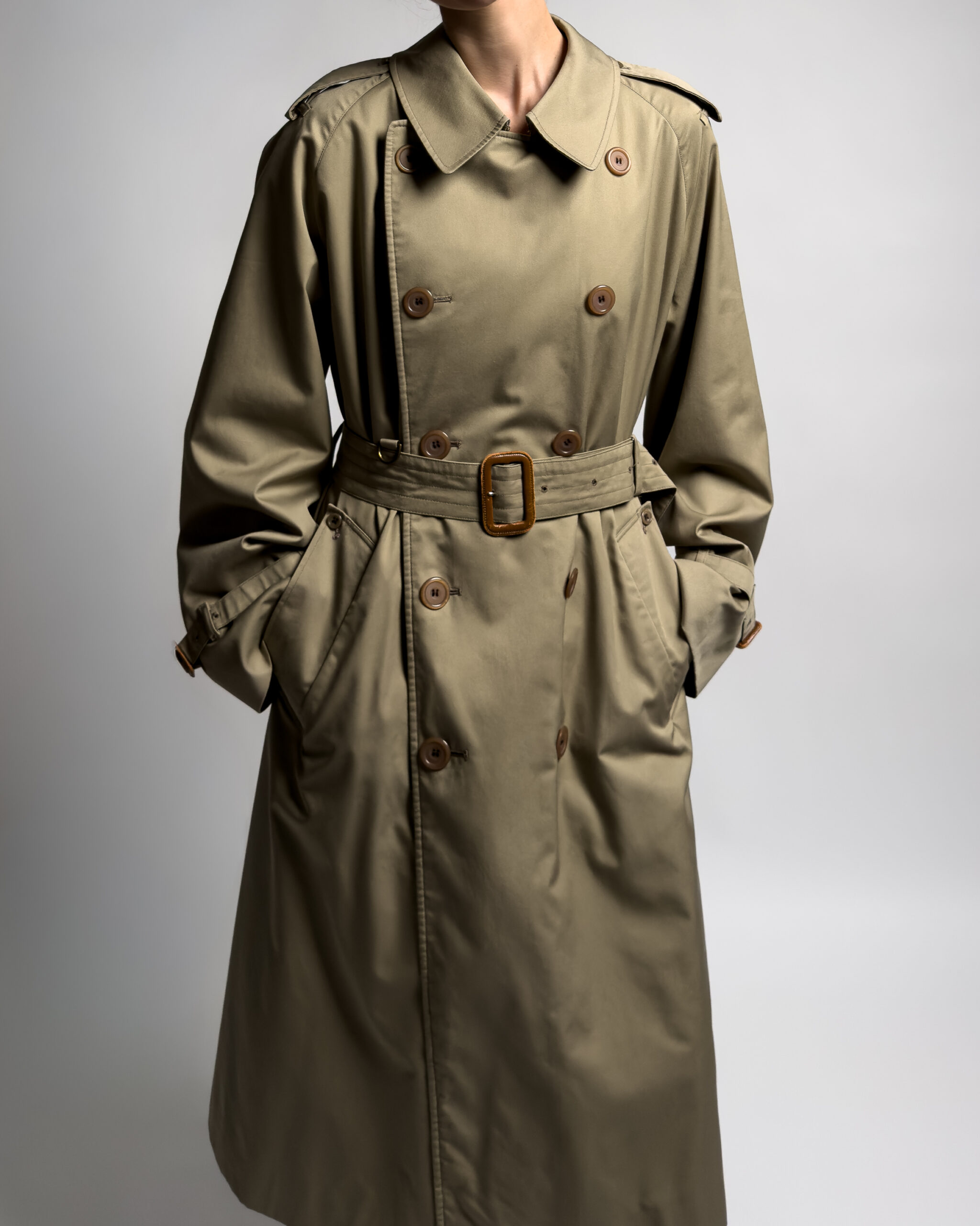 Aquascutum Double-Breasted Trench Coat | Khaki Olive