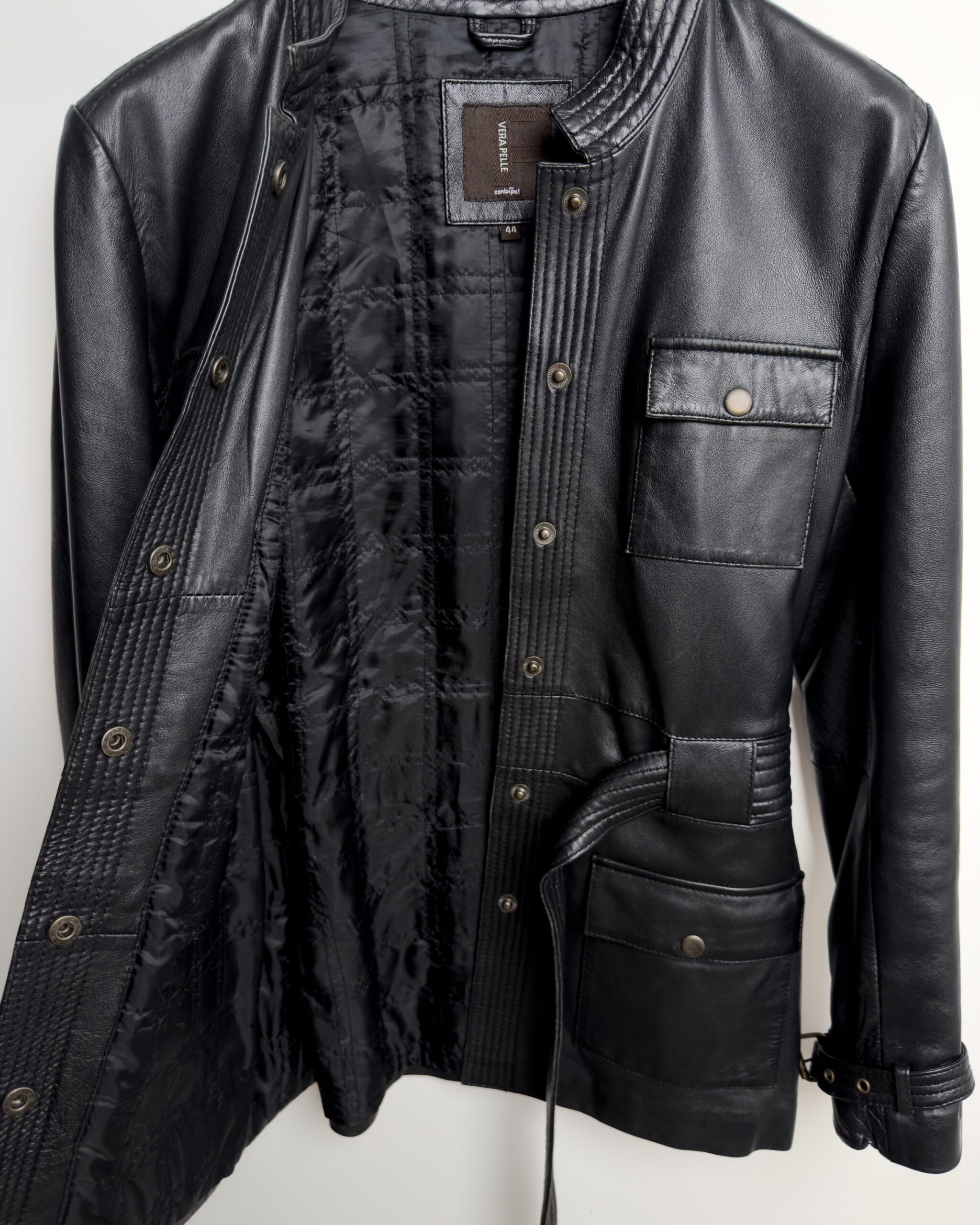 Conbipel Belted Leather Jacket | Black