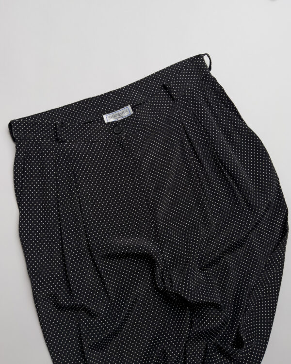 Yves Saint Laurent Pleated Trousers | Black Polka Dot