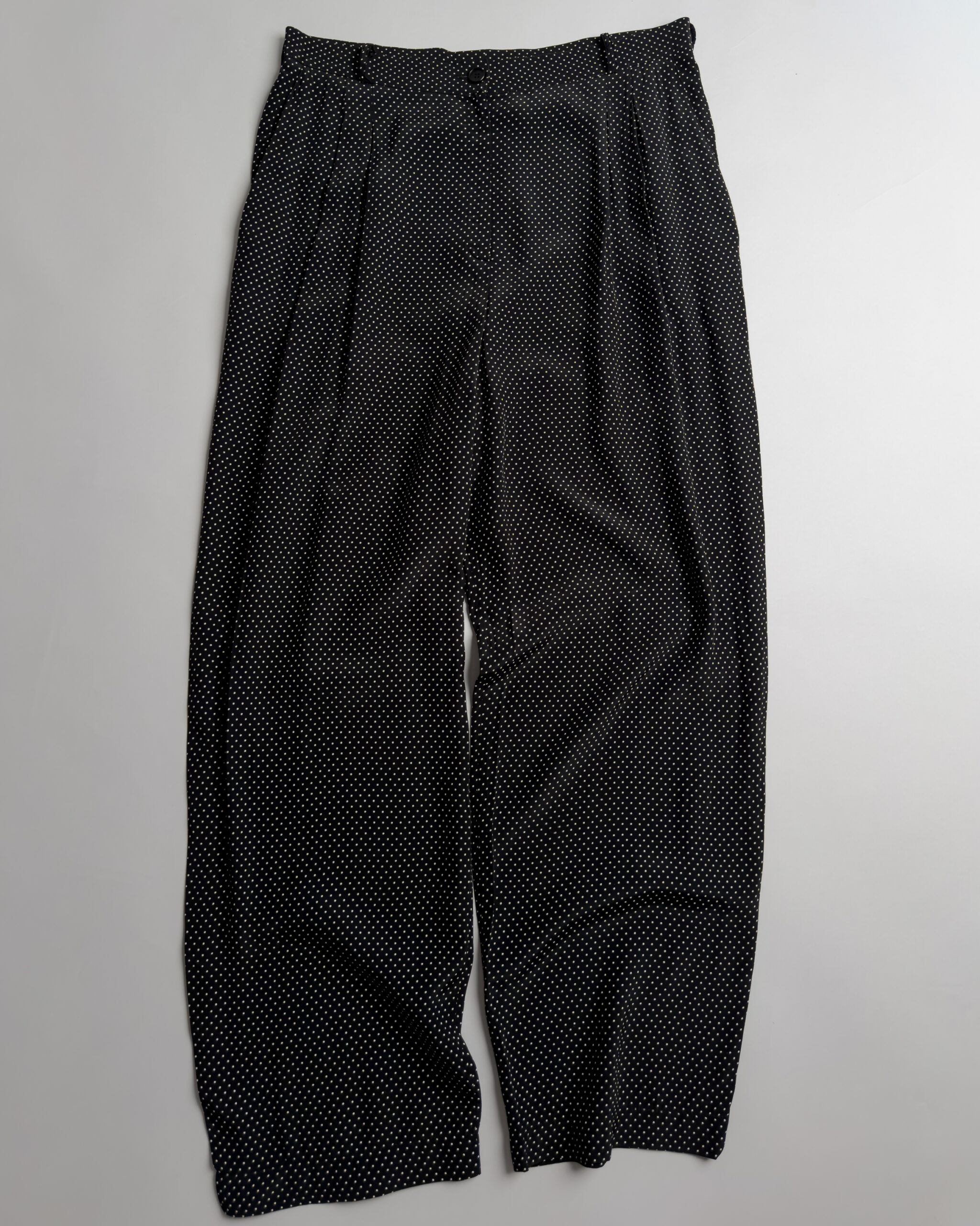 Yves Saint Laurent Pleated Trousers | Black Polka Dot