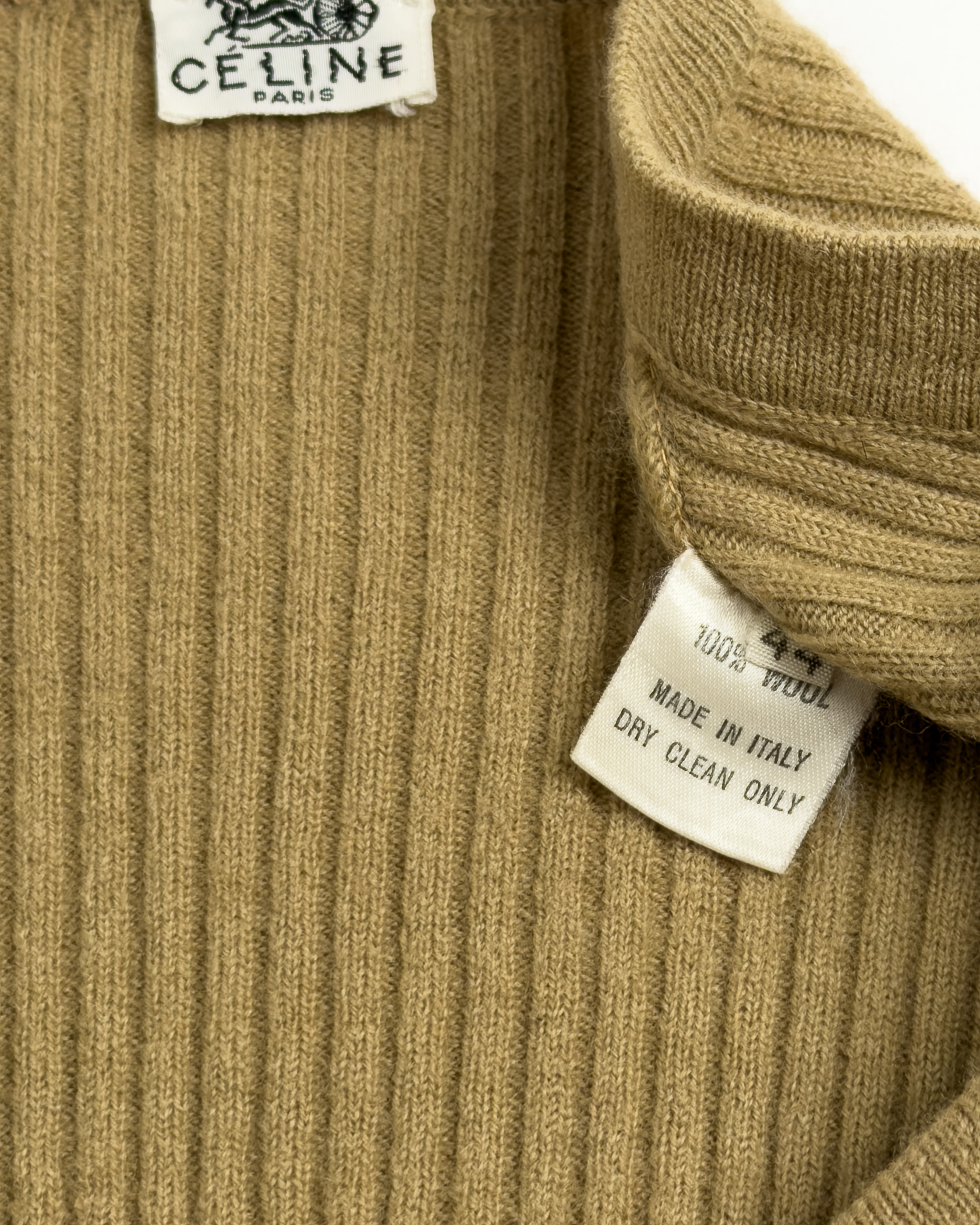 Céline Ribbed Wool Zip Cardigan | Camel