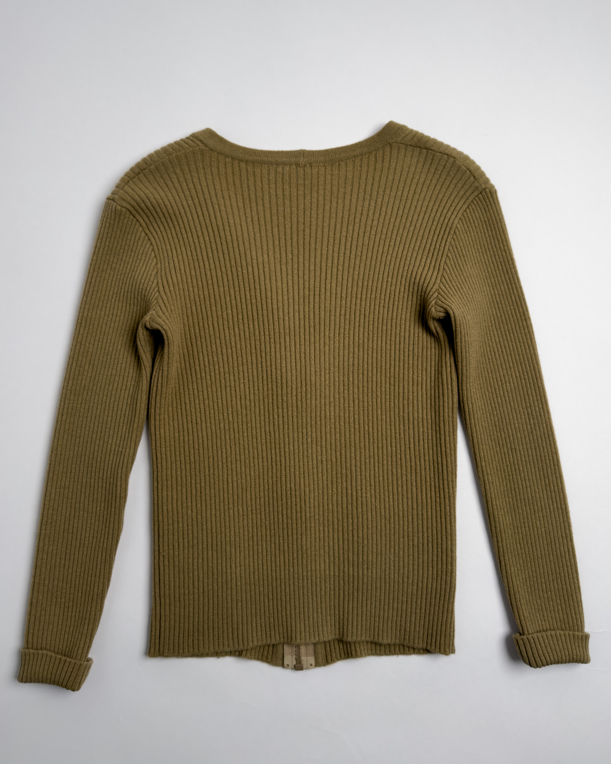 Céline Ribbed Wool Zip Cardigan | Camel