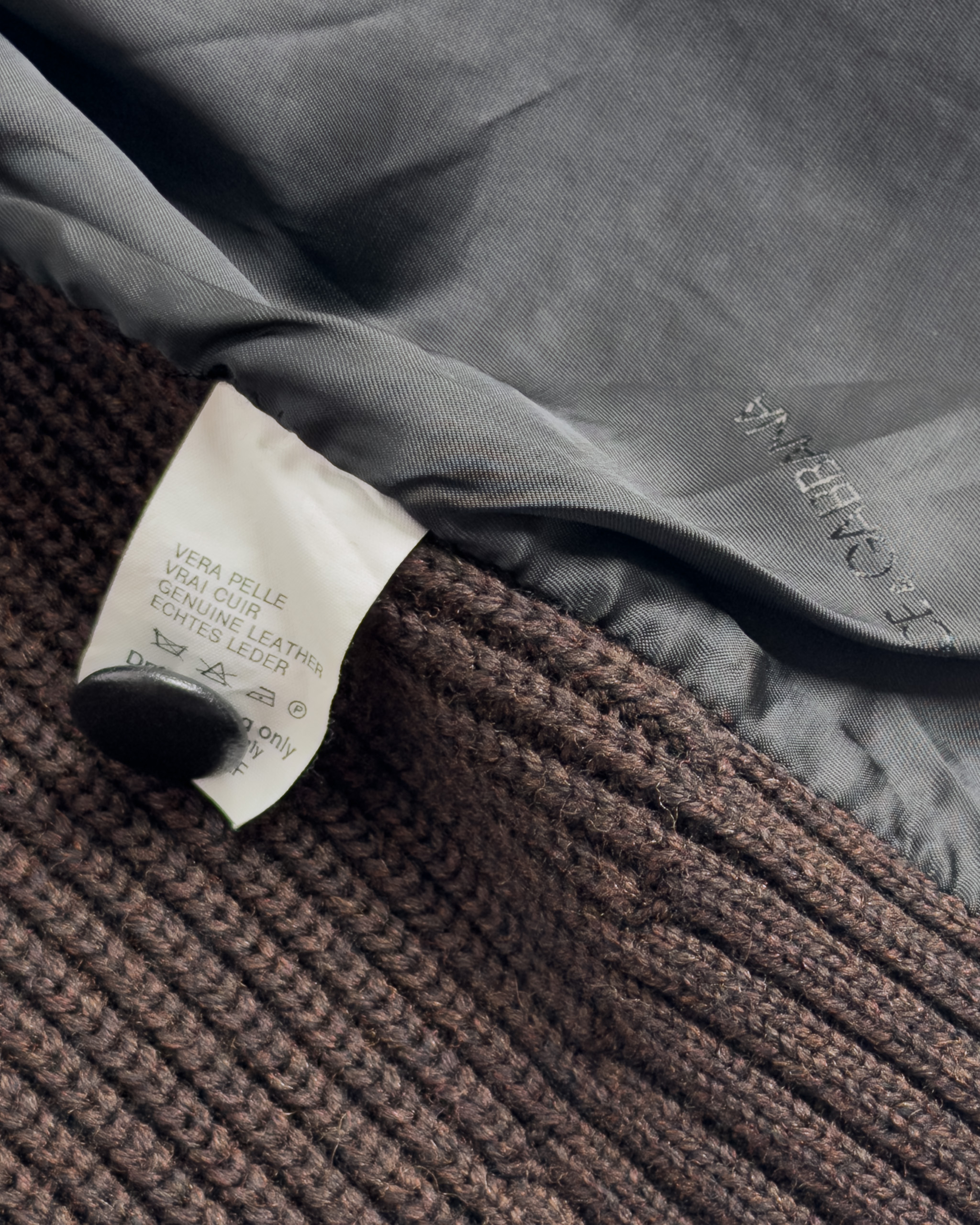 Dolce & Gabbana Leather and Wool Cardigan Jacket | Brown
