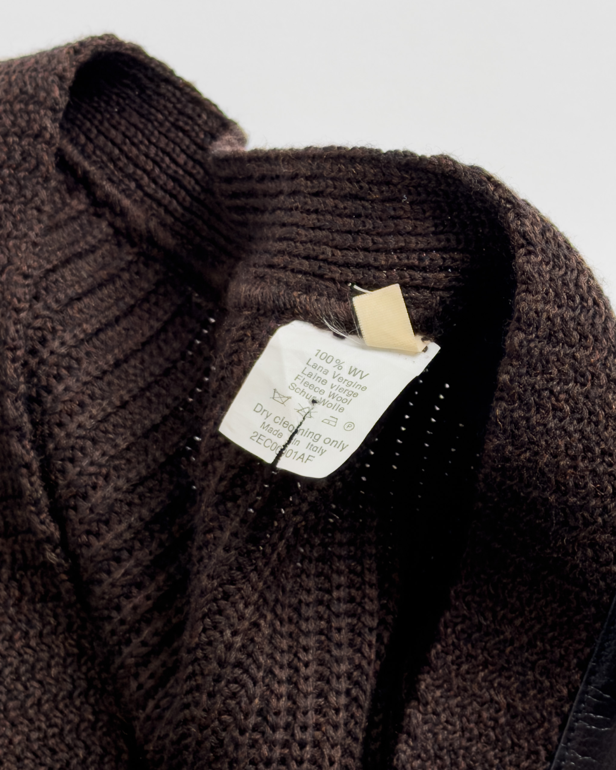 Dolce & Gabbana Leather and Wool Cardigan Jacket | Brown