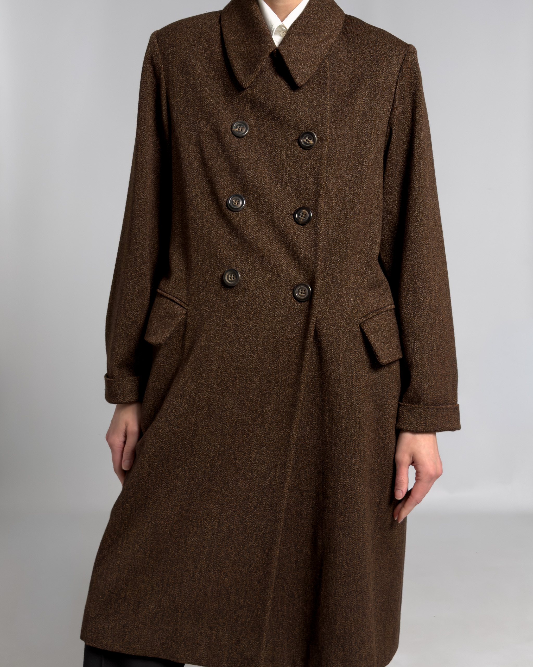 Jil Sander Double-Breasted Wool Coat | Brown