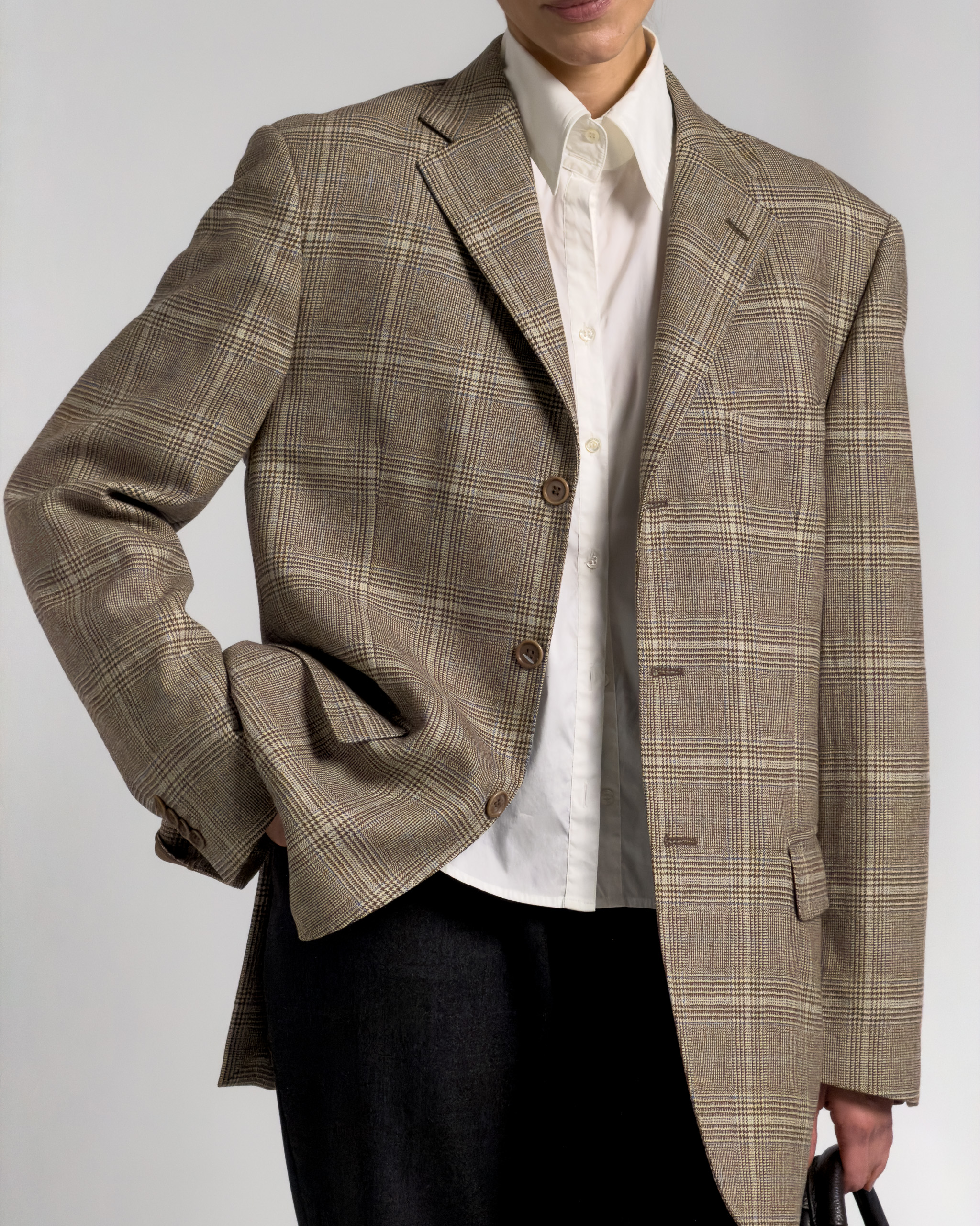 Old England Loro Piana Merino Check Blazer | Beige