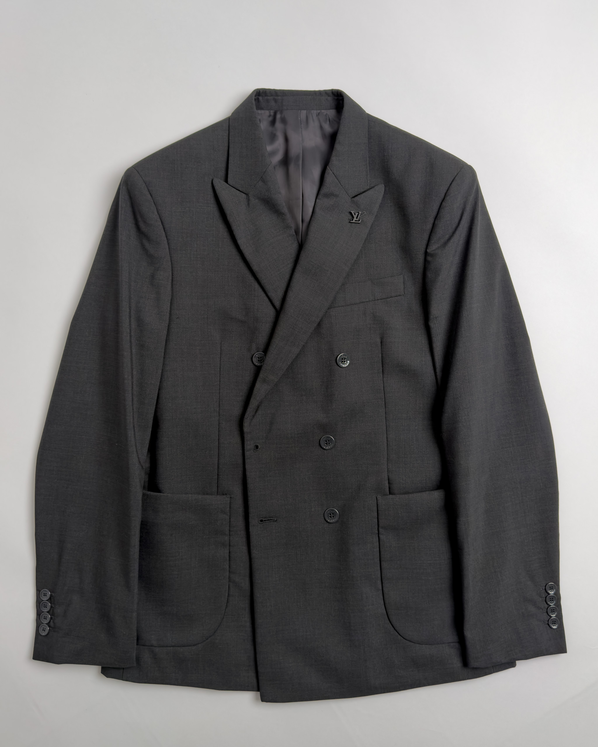 Louis Vuitton Double-Breasted Wool Blazer | Charcoal Grey